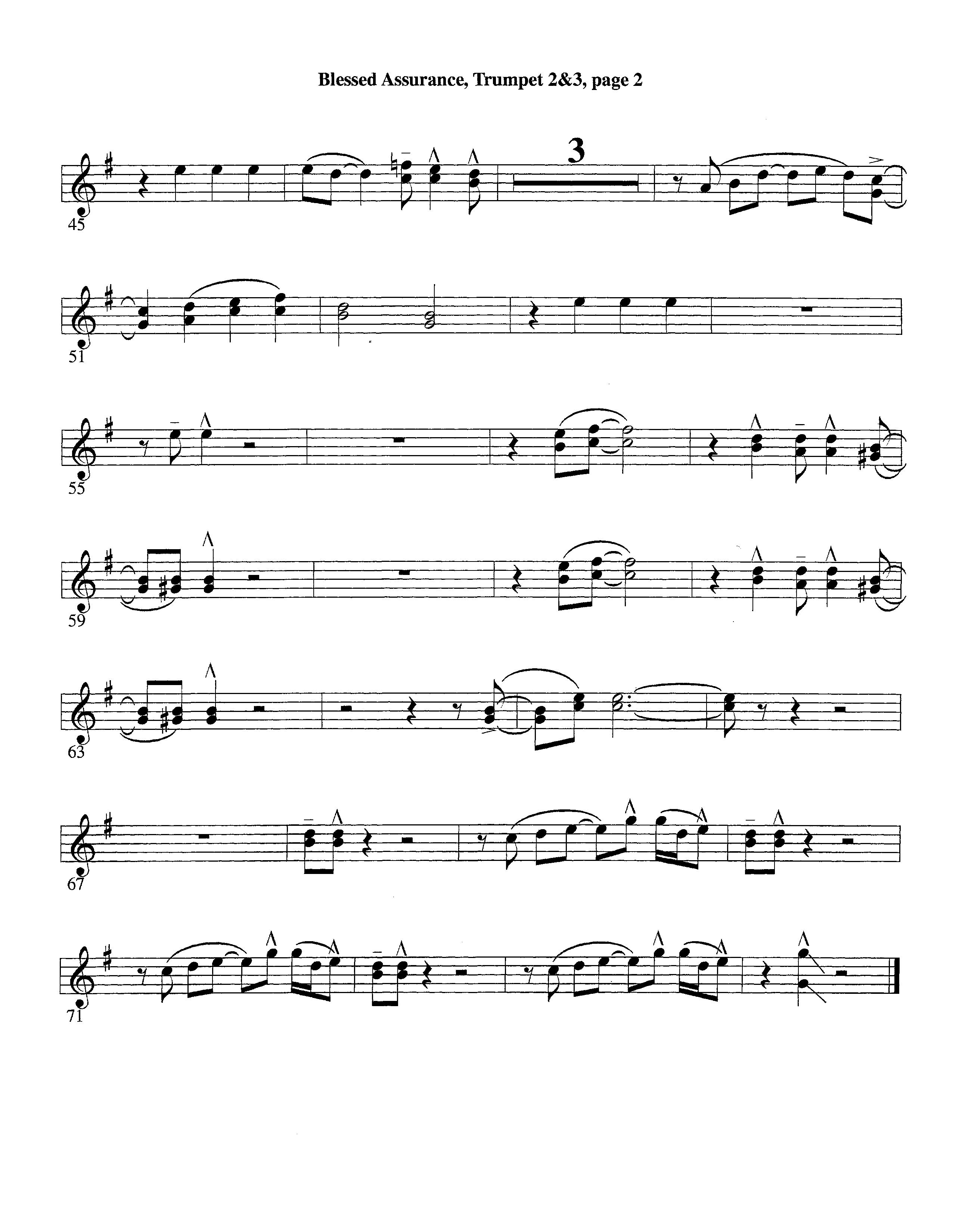 Blessed Assurance (with Solo Alto Sax) (Instrumental) Trumpet 2/3 (Lifeway Worship / Arr. Ed Dickinson)