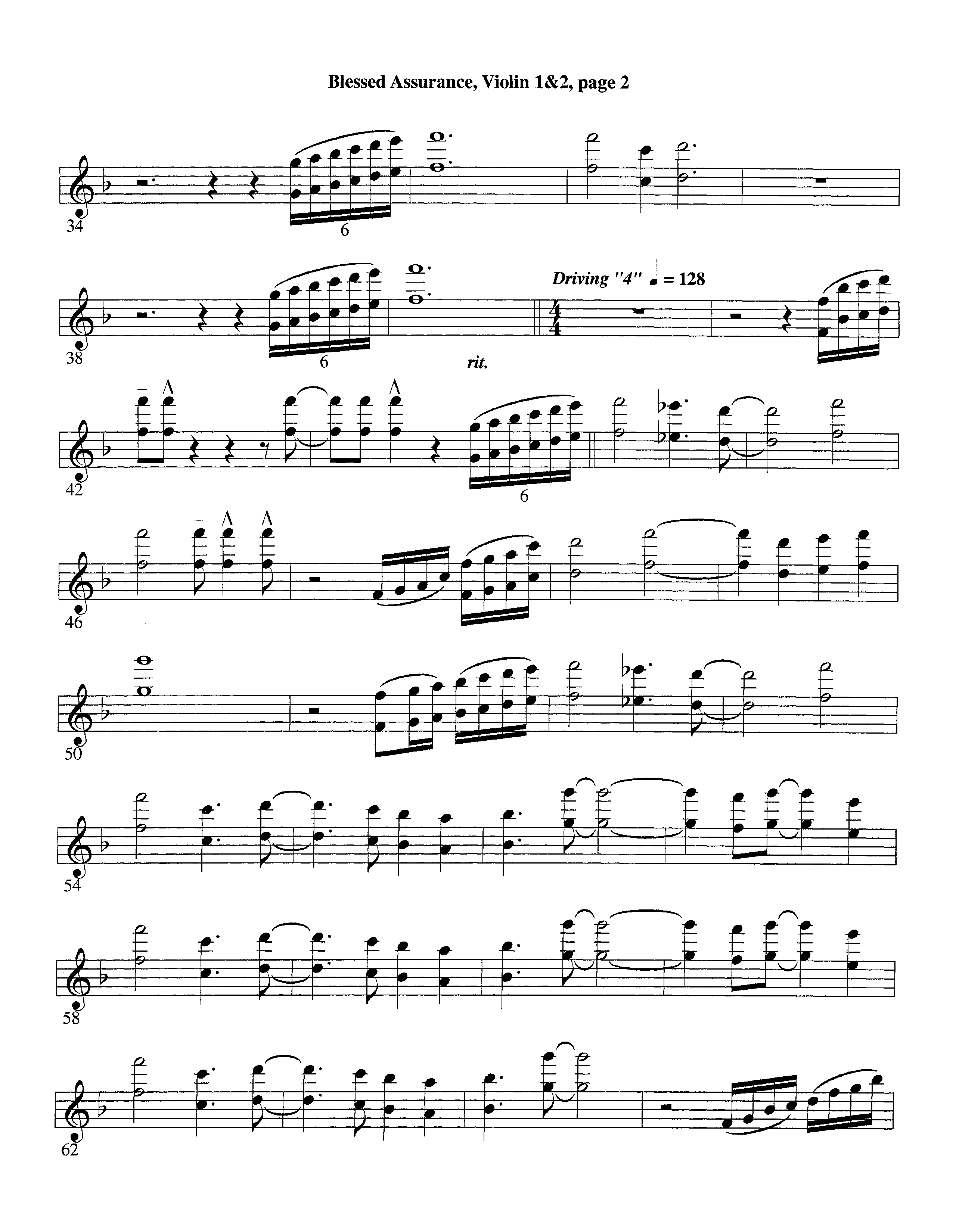 Blessed Assurance (with Solo Alto Sax) (Instrumental) Violin 1/2 (Lifeway Worship / Arr. Ed Dickinson)