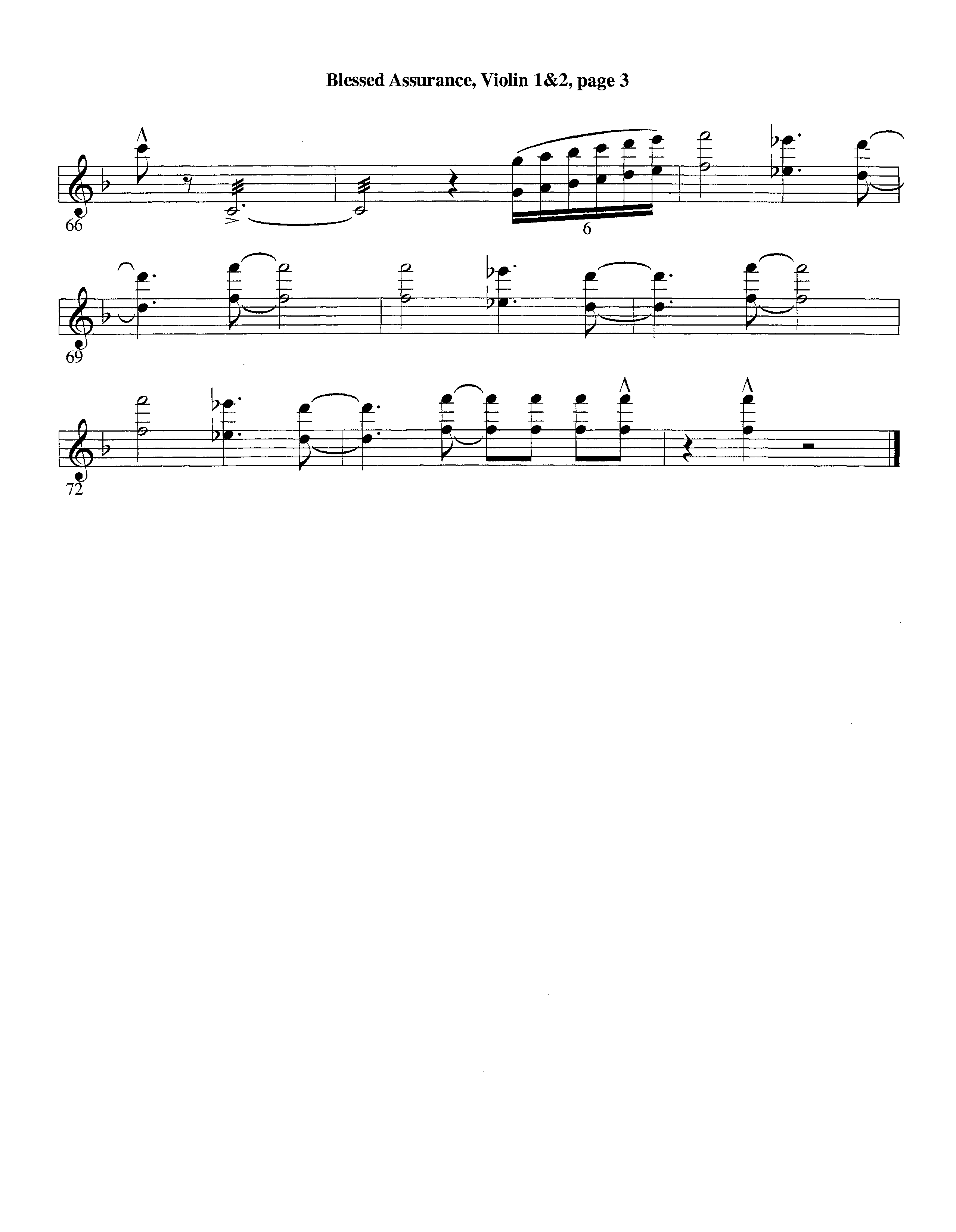 Blessed Assurance (with Solo Alto Sax) (Instrumental) Violin 1/2 (Lifeway Worship / Arr. Ed Dickinson)