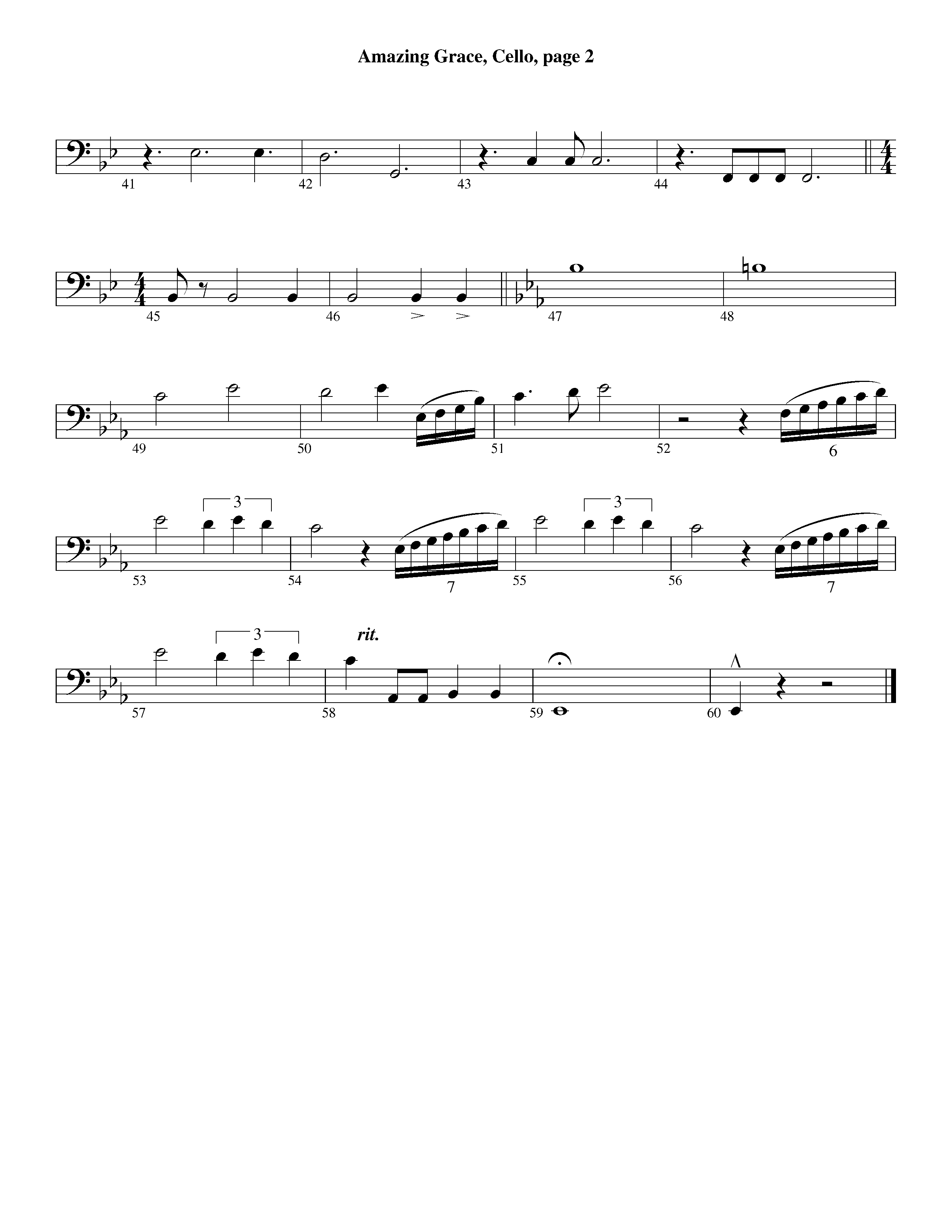 Amazing Grace (with Solo Trumpet) (Instrumental) Cello (Lifeway Worship / Arr. Ed Dickinson)