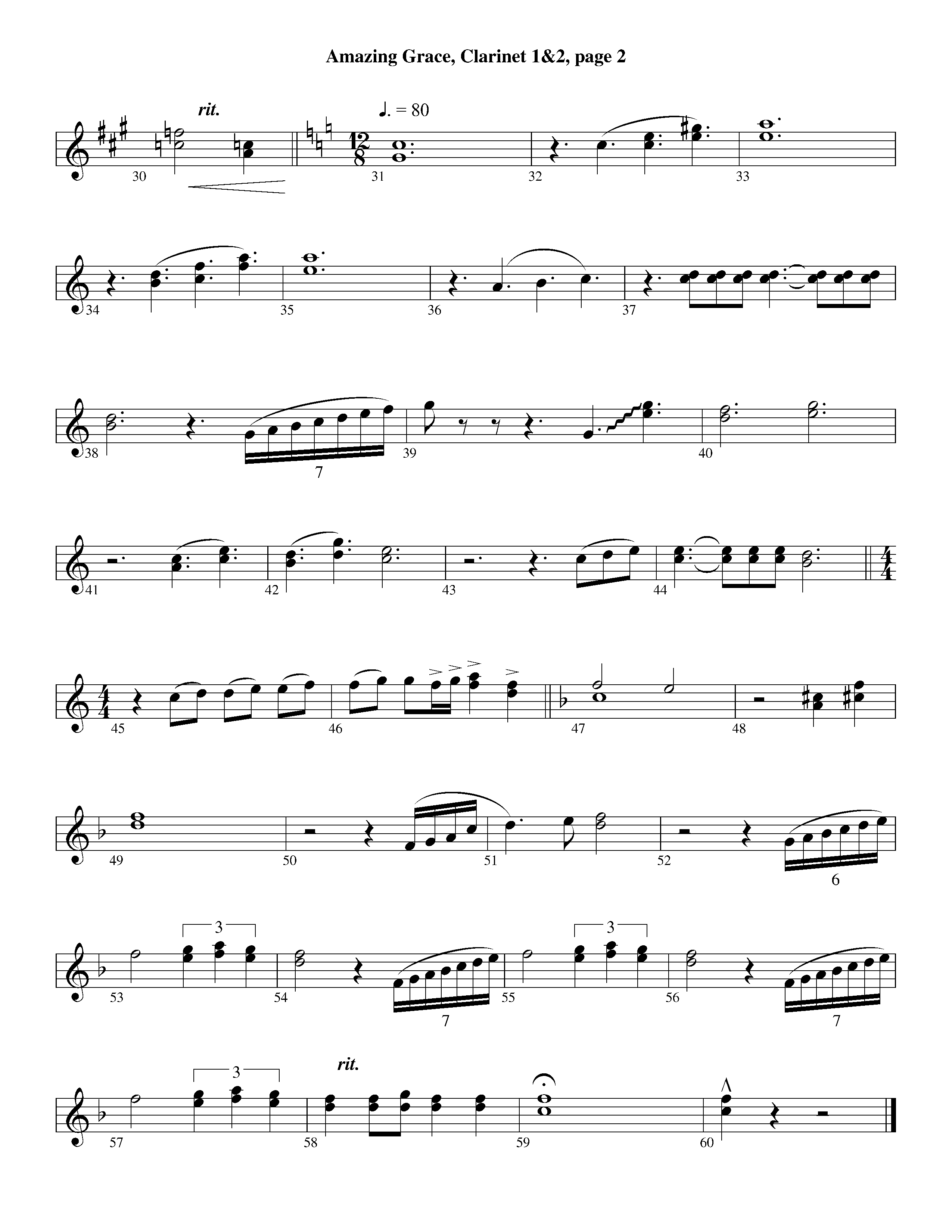 Amazing Grace (with Solo Trumpet) (Instrumental) Clarinet 1/2 (Lifeway Worship / Arr. Ed Dickinson)