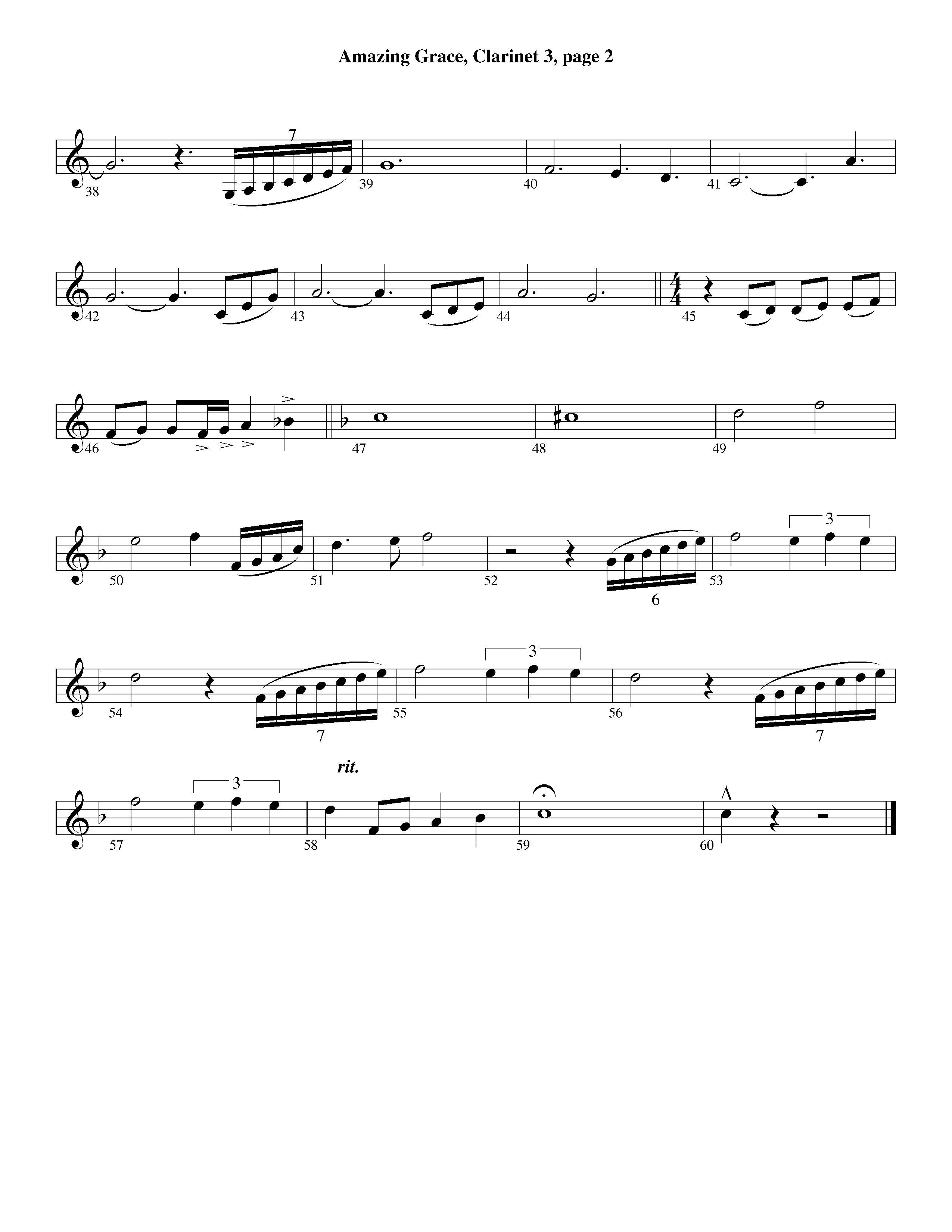 Amazing Grace (with Solo Trumpet) (Instrumental) Clarinet 3 (Lifeway Worship / Arr. Ed Dickinson)