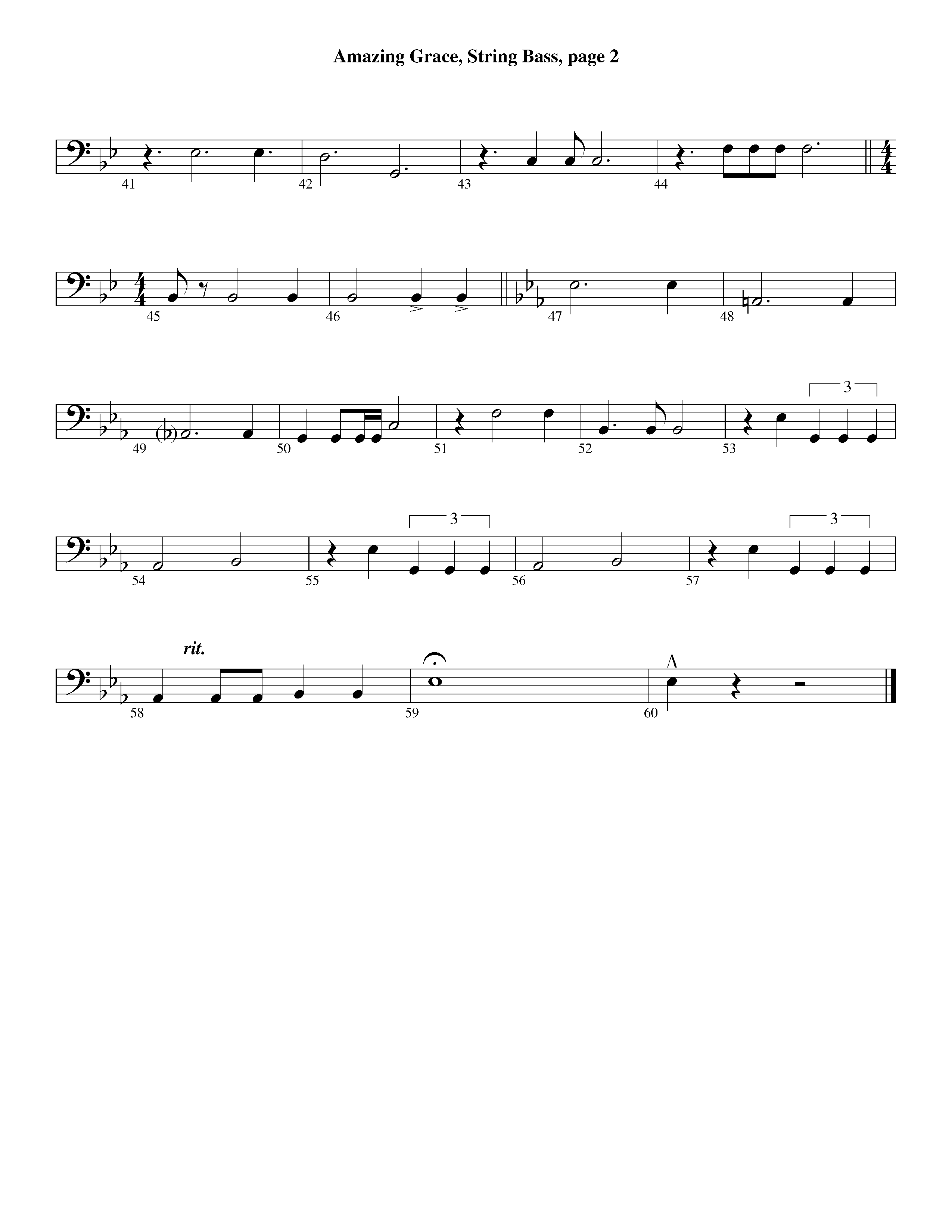 Amazing Grace (with Solo Trumpet) (Instrumental) Double Bass (Lifeway Worship / Arr. Ed Dickinson)