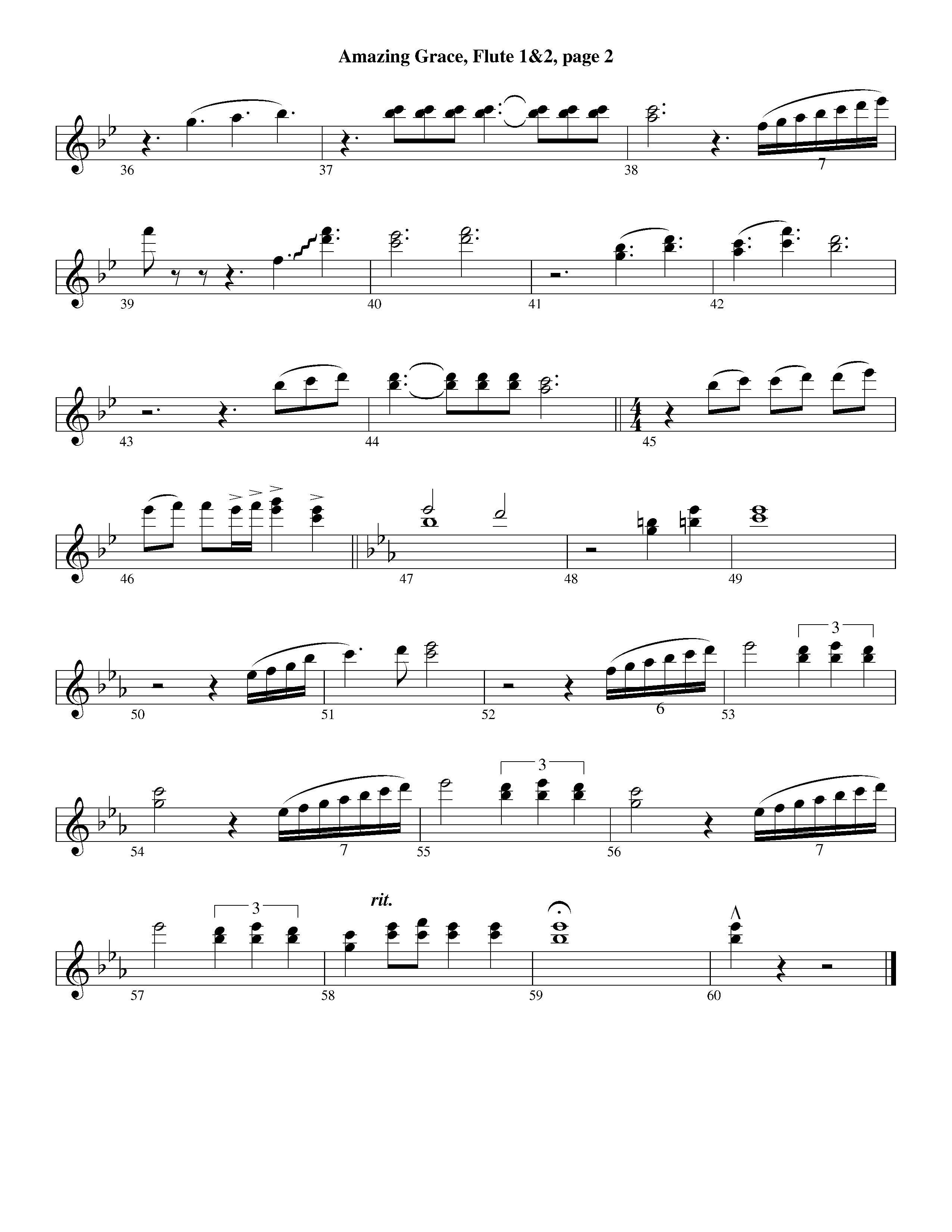 Amazing Grace (with Solo Trumpet) (Instrumental) Flute 1/2 (Lifeway Worship / Arr. Ed Dickinson)