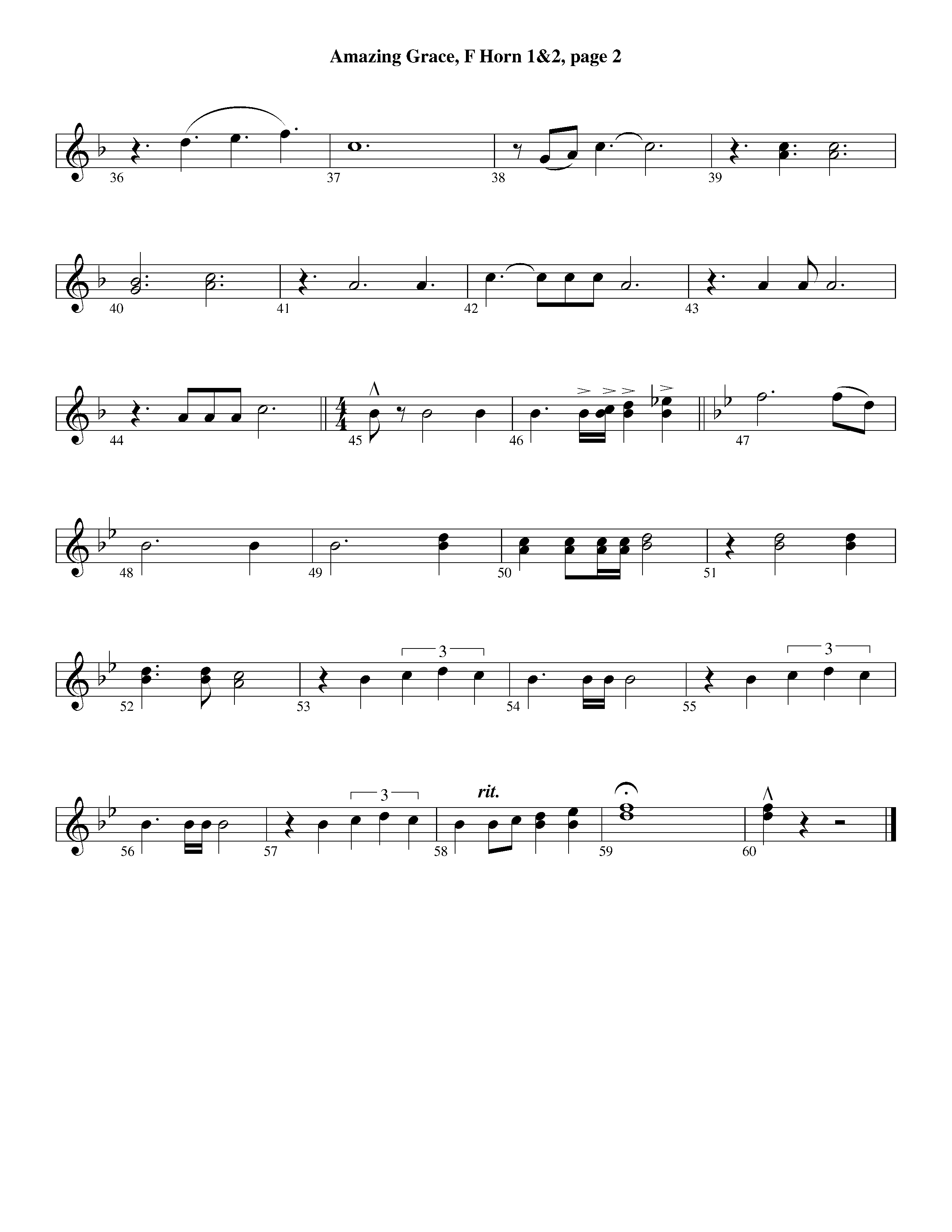 Amazing Grace (with Solo Trumpet) (Instrumental) French Horn 1/2 (Lifeway Worship / Arr. Ed Dickinson)