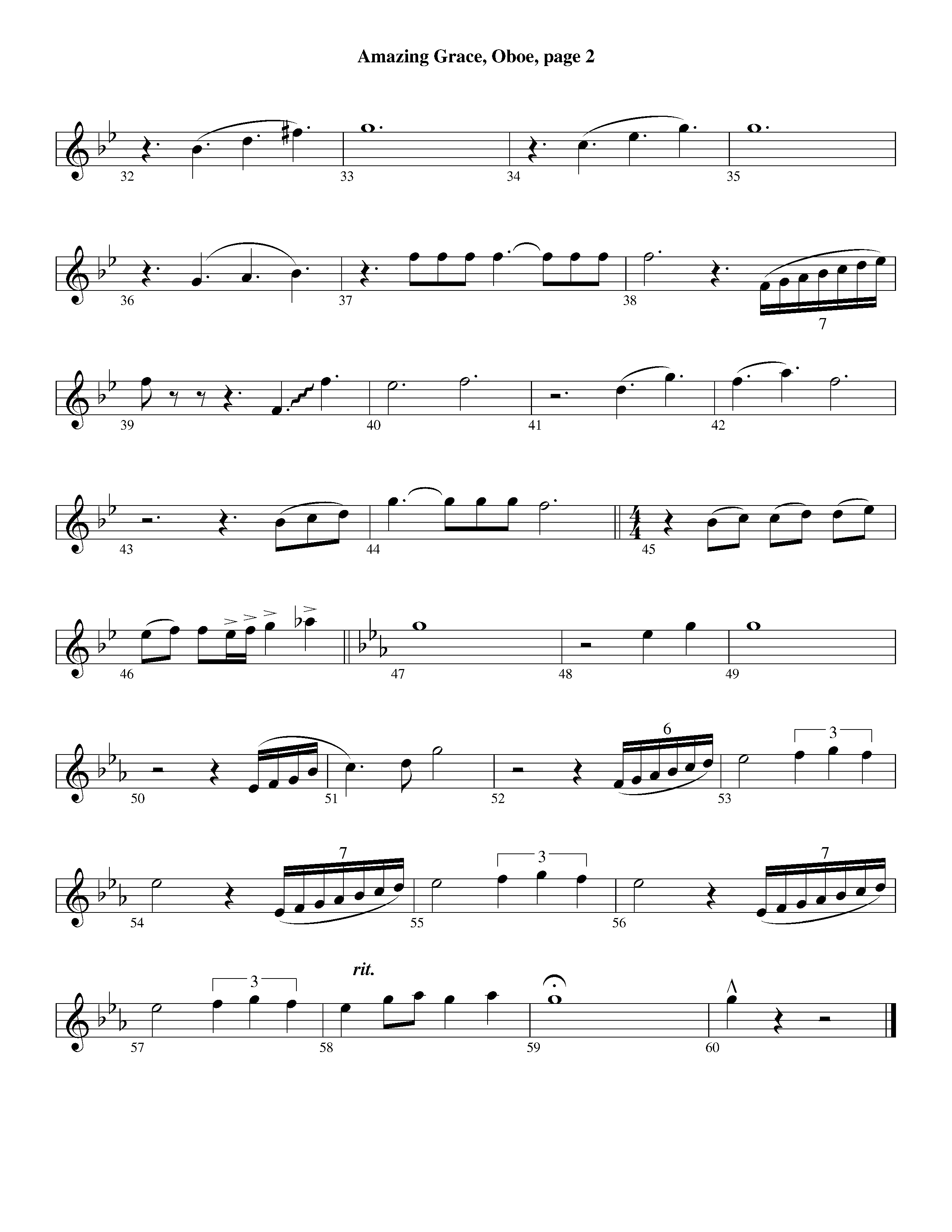 Amazing Grace (with Solo Trumpet) (Instrumental) Oboe (Lifeway Worship / Arr. Ed Dickinson)