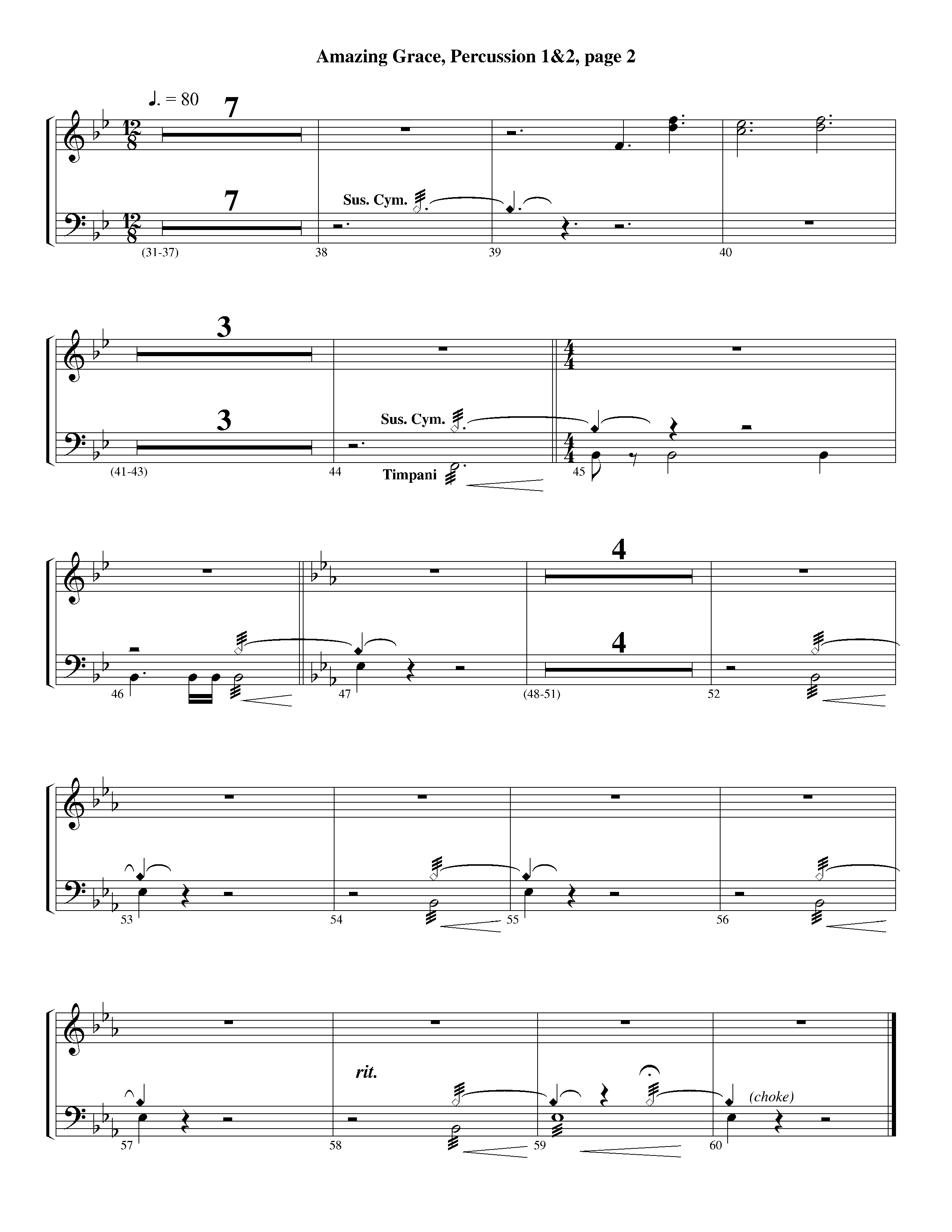 Amazing Grace (with Solo Trumpet) (Instrumental) Percussion 1/2 (Lifeway Worship / Arr. Ed Dickinson)