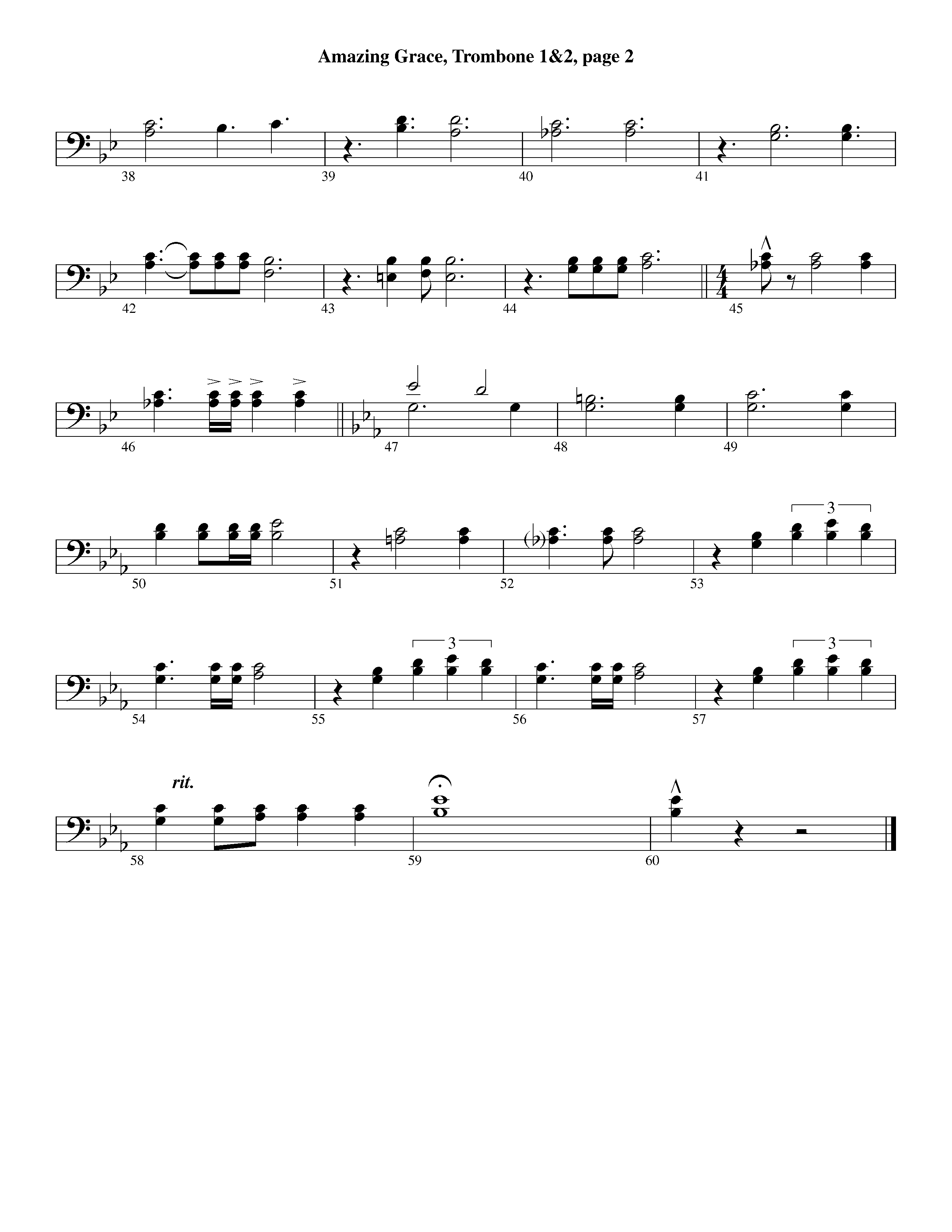 Amazing Grace (with Solo Trumpet) (Instrumental) Trombone 1/2 (Lifeway Worship / Arr. Ed Dickinson)