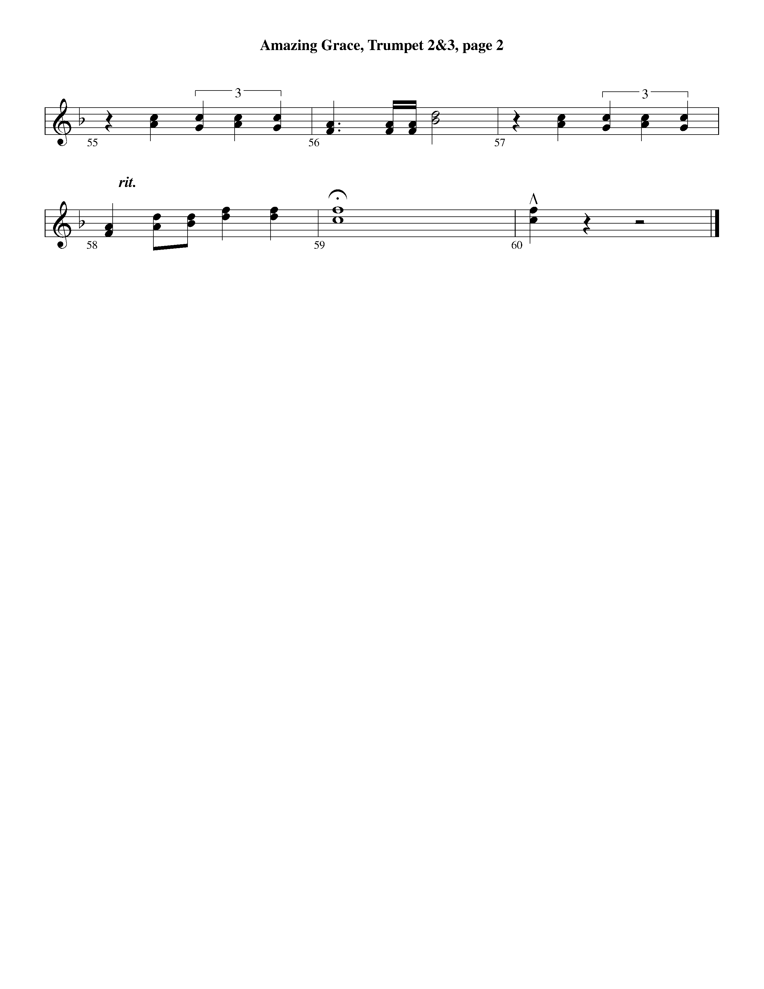 Amazing Grace (with Solo Trumpet) (Instrumental) Trumpet 2/3 (Lifeway Worship / Arr. Ed Dickinson)