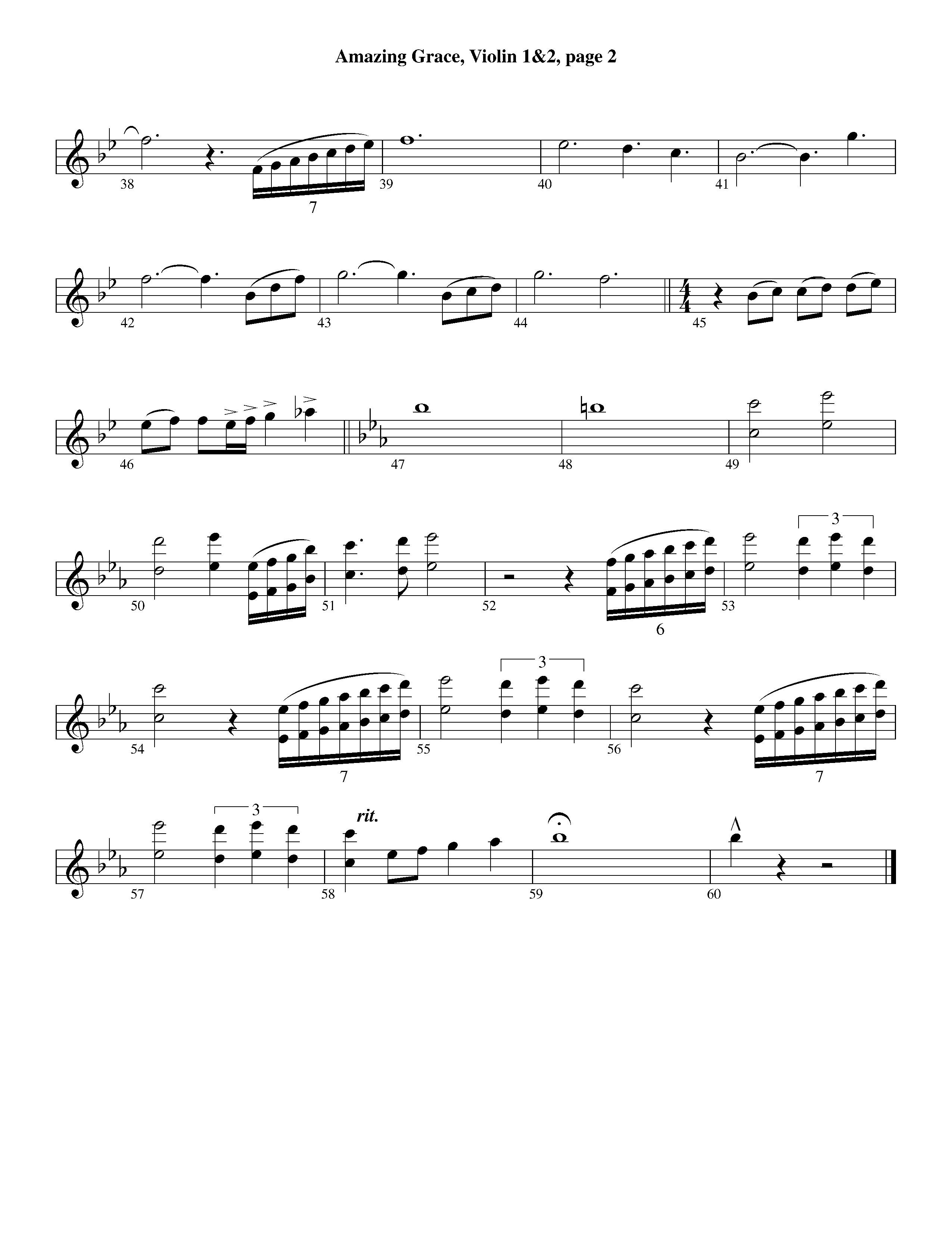 Amazing Grace (with Solo Trumpet) (Instrumental) Violin 1/2 (Lifeway Worship / Arr. Ed Dickinson)