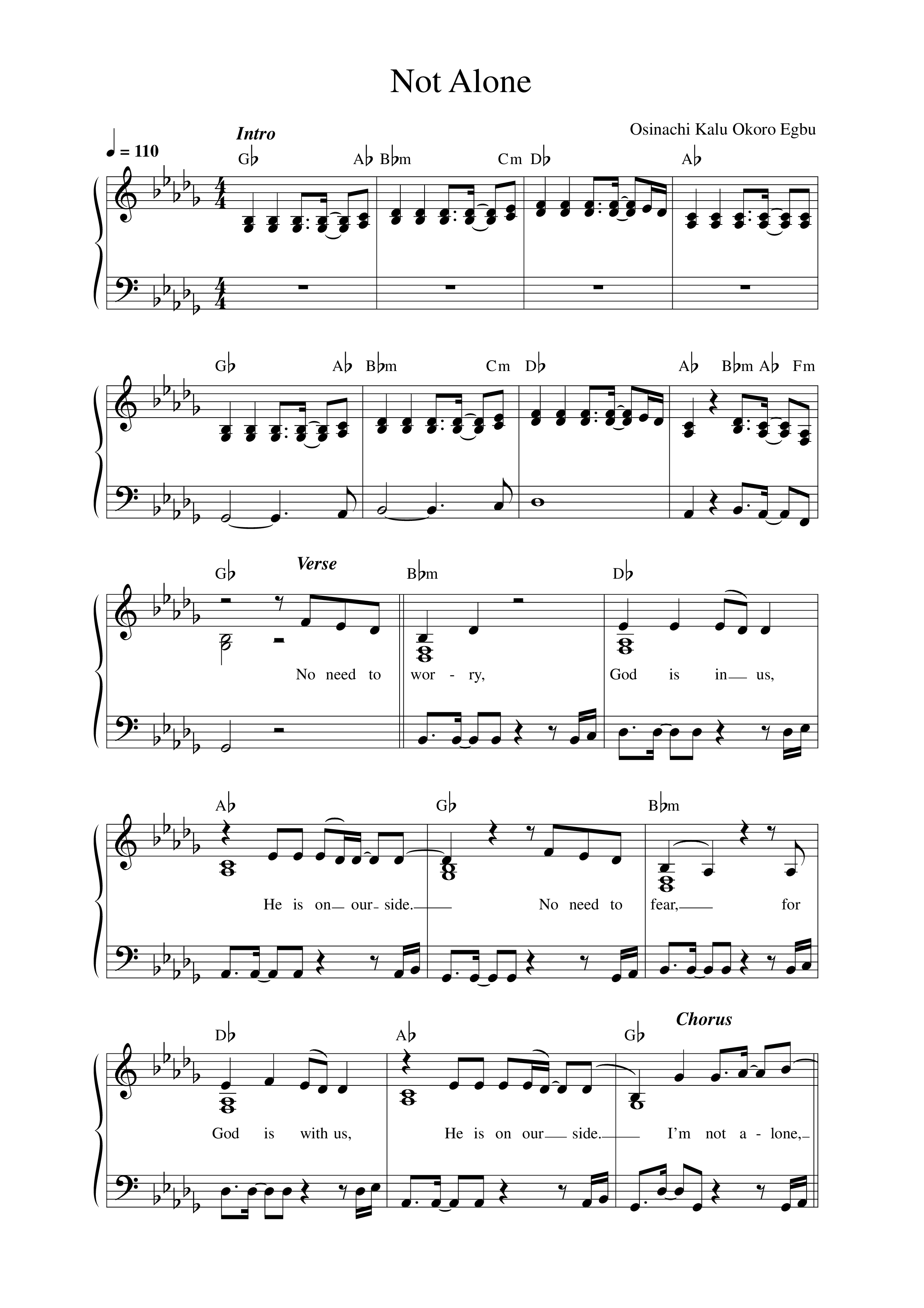 Not Alone (Live) Lead Sheet Melody (Sinach)