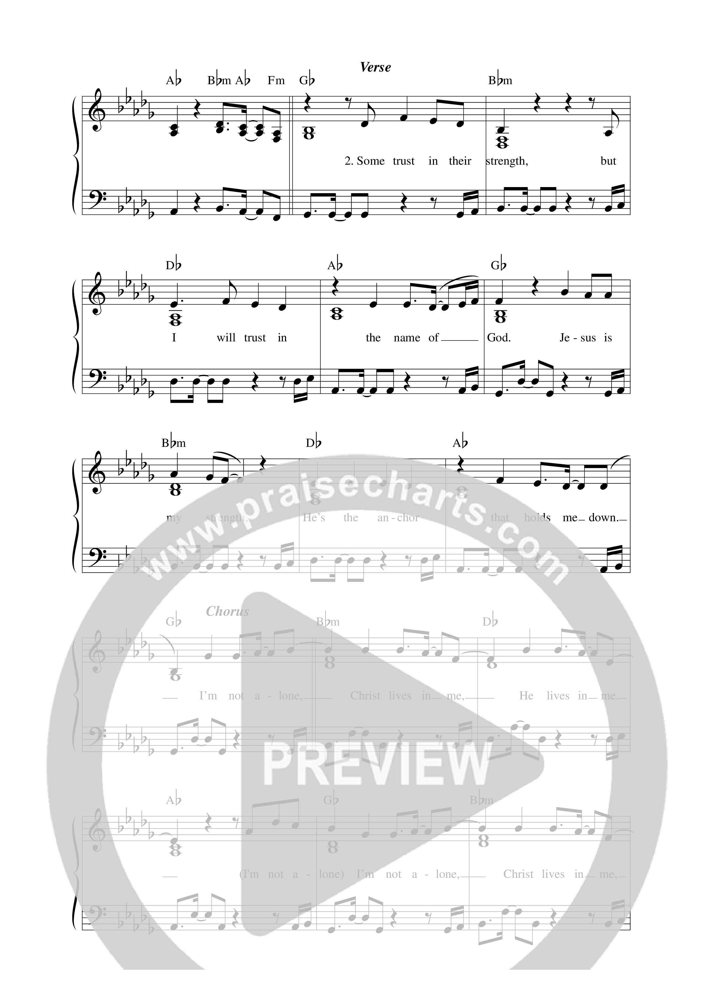 Not Alone (Live) Lead Sheet Melody (Sinach)