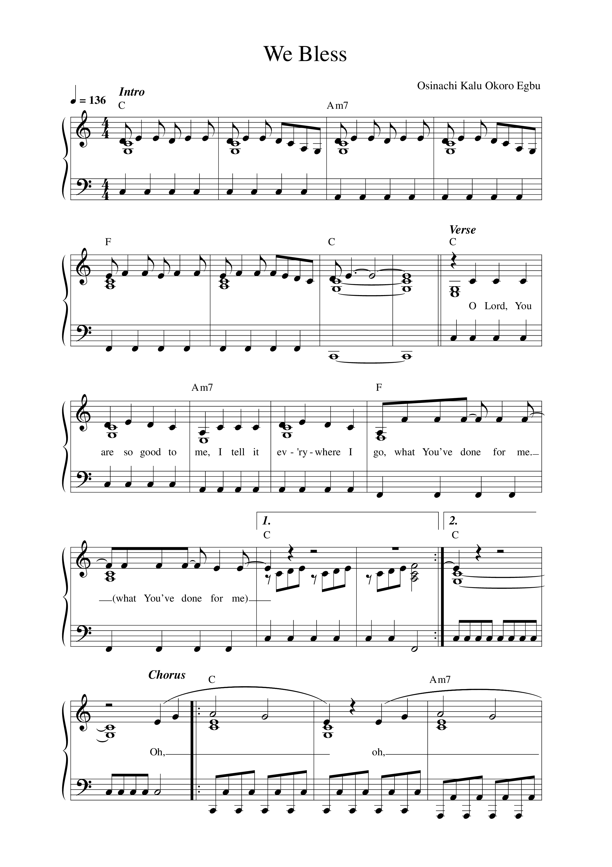 We Bless (Live) Lead Sheet Melody (Sinach / Travis Greene)
