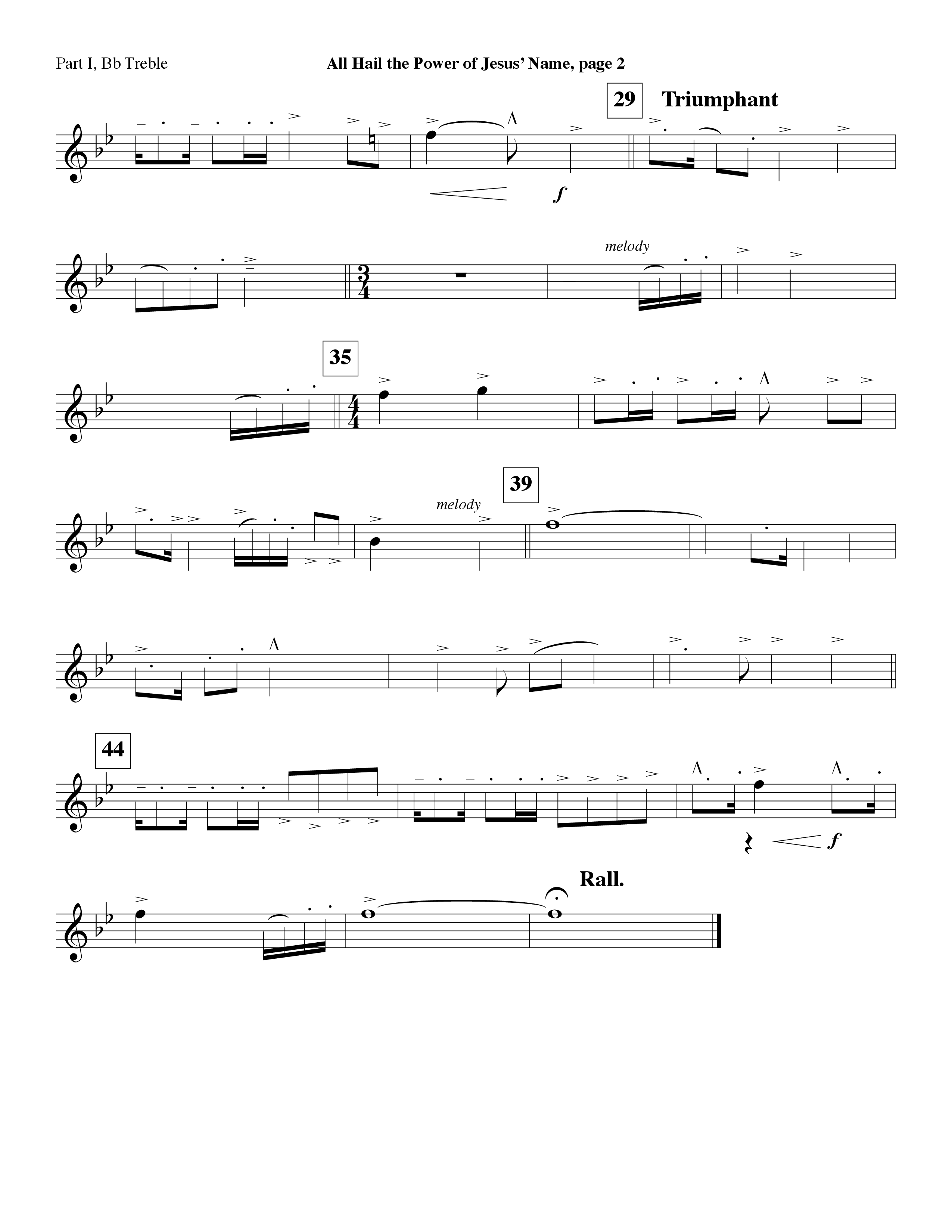 All Hail The Power Of Jesus' Name (Instrumental) Part 1: Bb, C, Eb Treble (Lifeway Worship / Arr. Bob Burroughs)