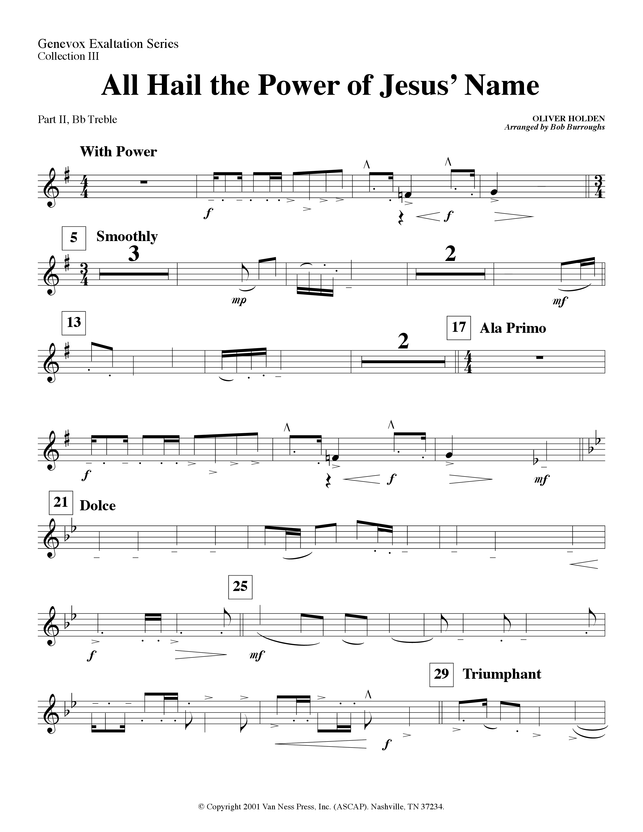 All Hail The Power Of Jesus' Name (Instrumental) Part 2: Bb, C, Eb, F Treble (Lifeway Worship / Arr. Bob Burroughs)