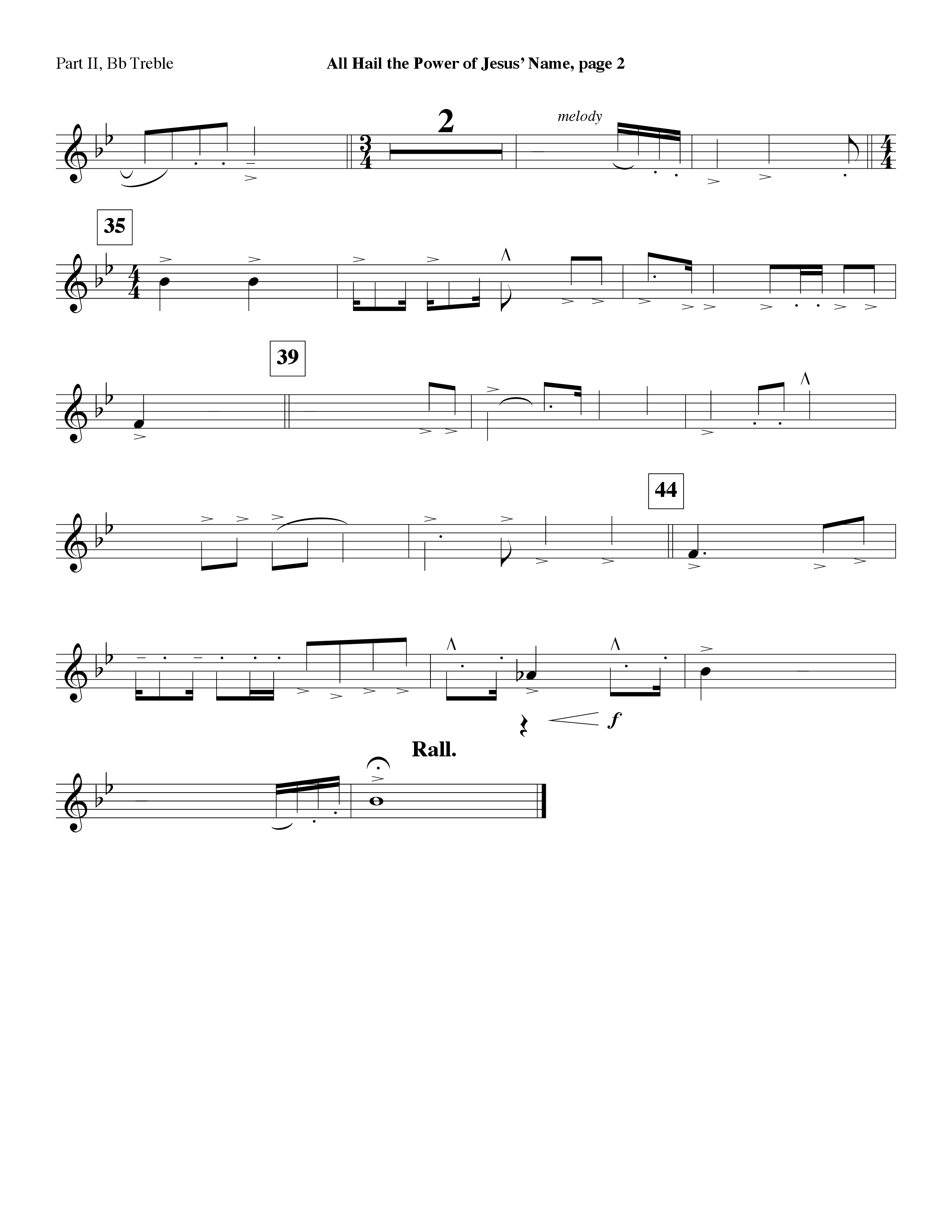 All Hail The Power Of Jesus' Name (Instrumental) Part 2: Bb, C, Eb, F Treble (Lifeway Worship / Arr. Bob Burroughs)