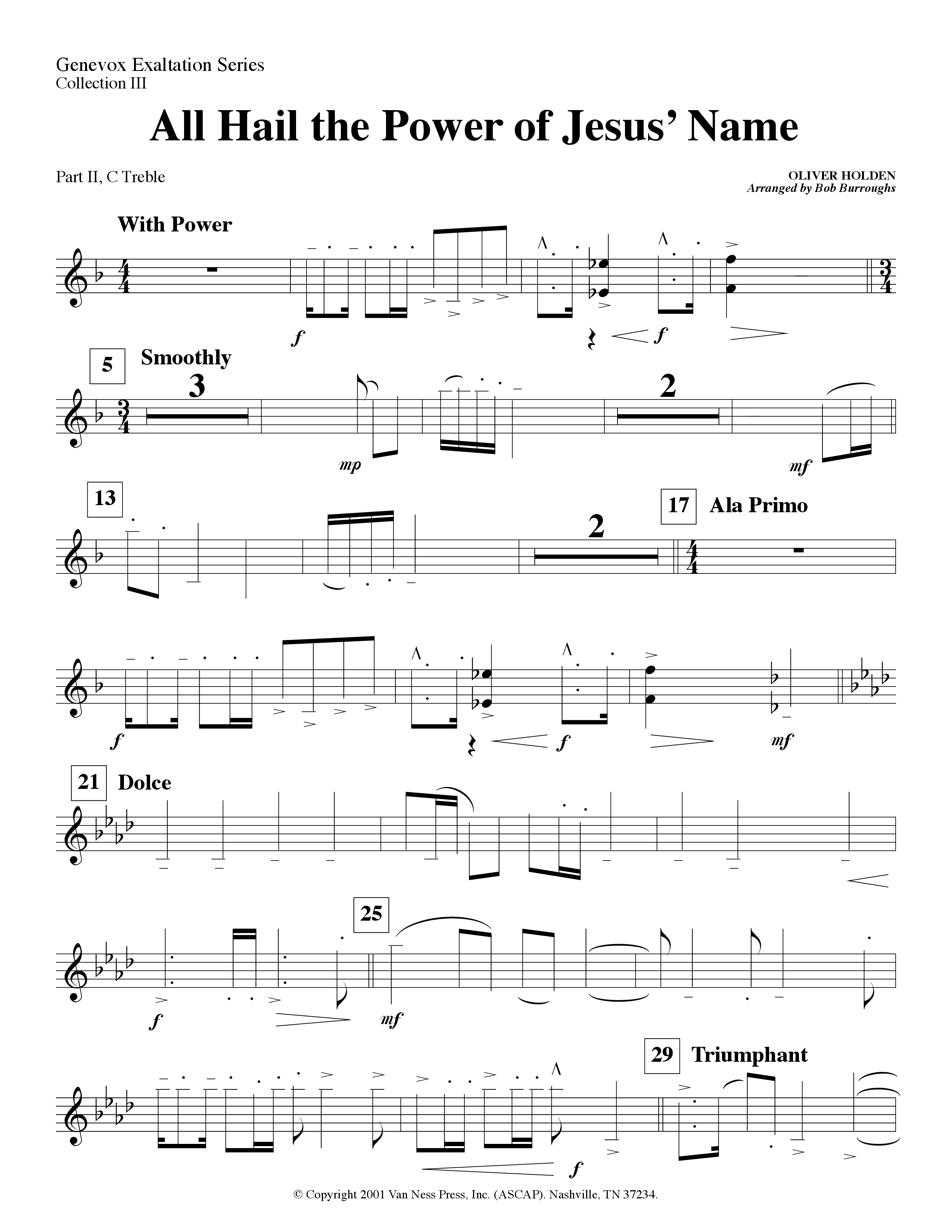 All Hail The Power Of Jesus' Name (Instrumental) Part 2: Bb, C, Eb, F Treble (Lifeway Worship / Arr. Bob Burroughs)