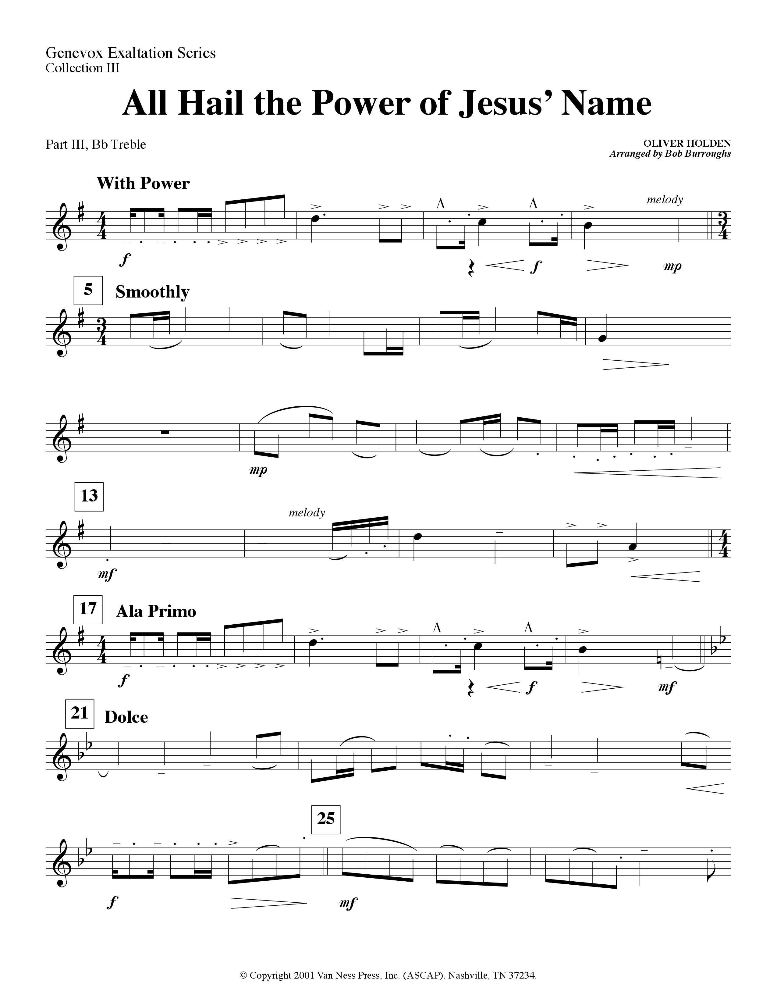 All Hail The Power Of Jesus' Name (Instrumental) Part 3: Bb, F Treble; Bass, Viola (Lifeway Worship / Arr. Bob Burroughs)