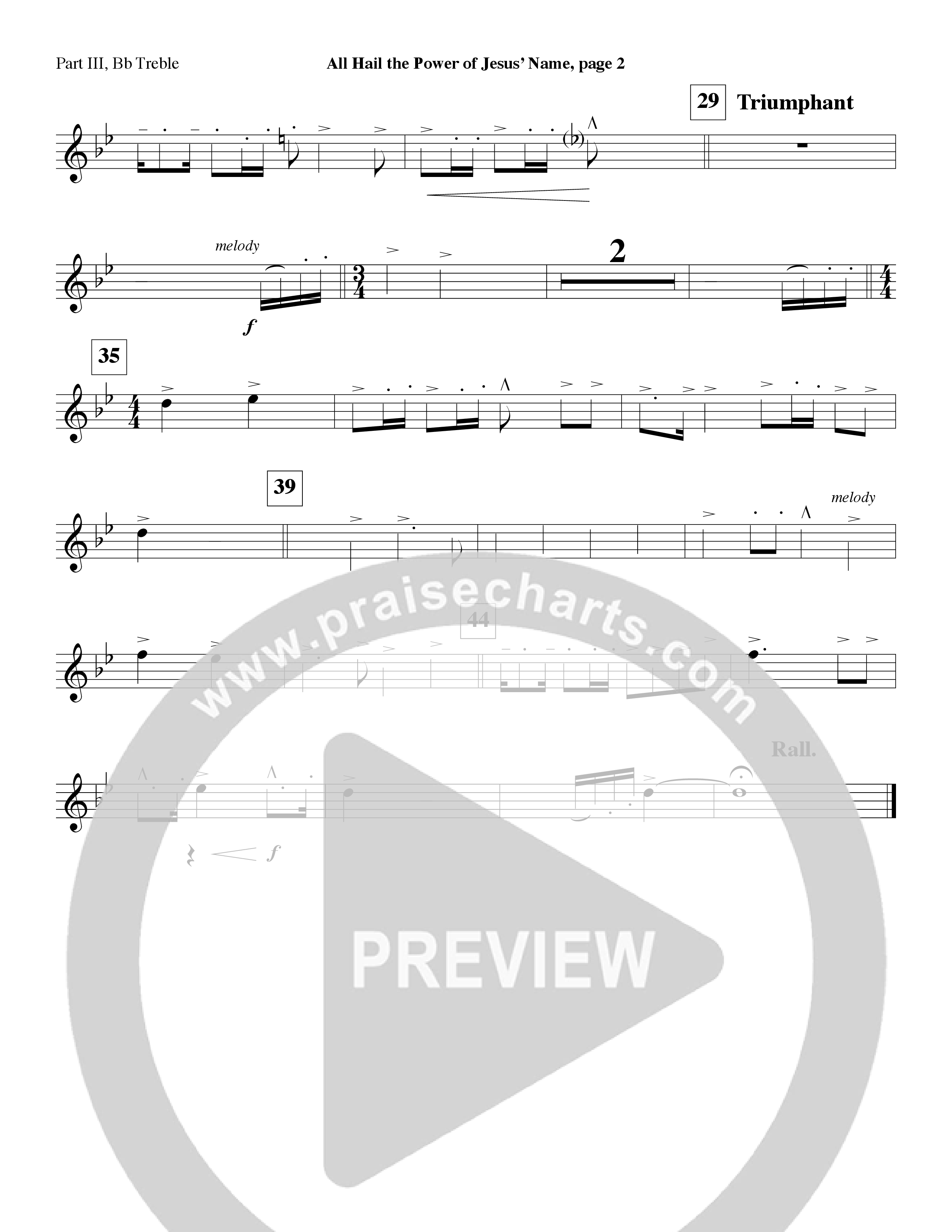 All Hail The Power Of Jesus' Name (Instrumental) Part 3: Bb, F Treble; Bass, Viola (Lifeway Worship / Arr. Bob Burroughs)