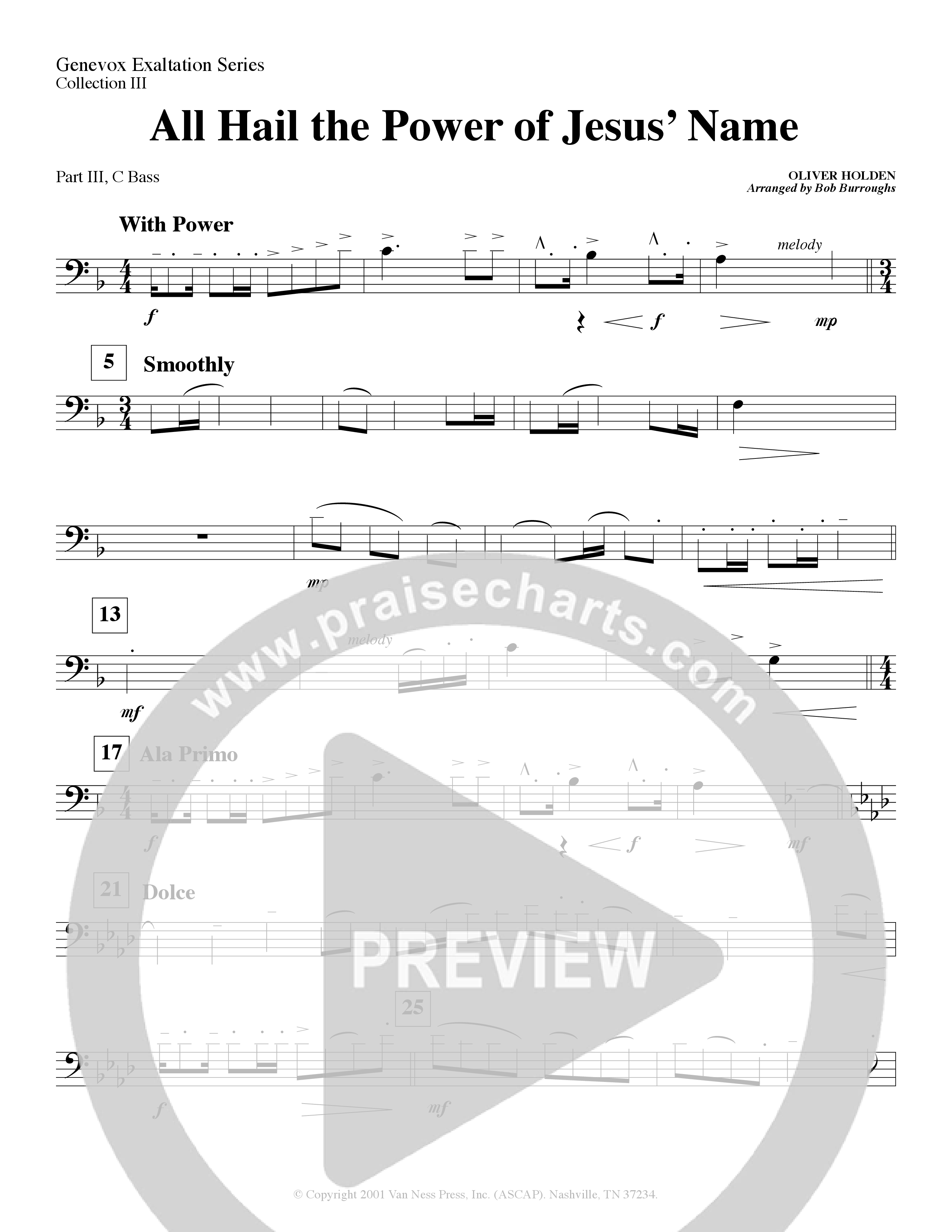All Hail The Power Of Jesus' Name (Instrumental) Part 3: Bb, F Treble; Bass, Viola (Lifeway Worship / Arr. Bob Burroughs)