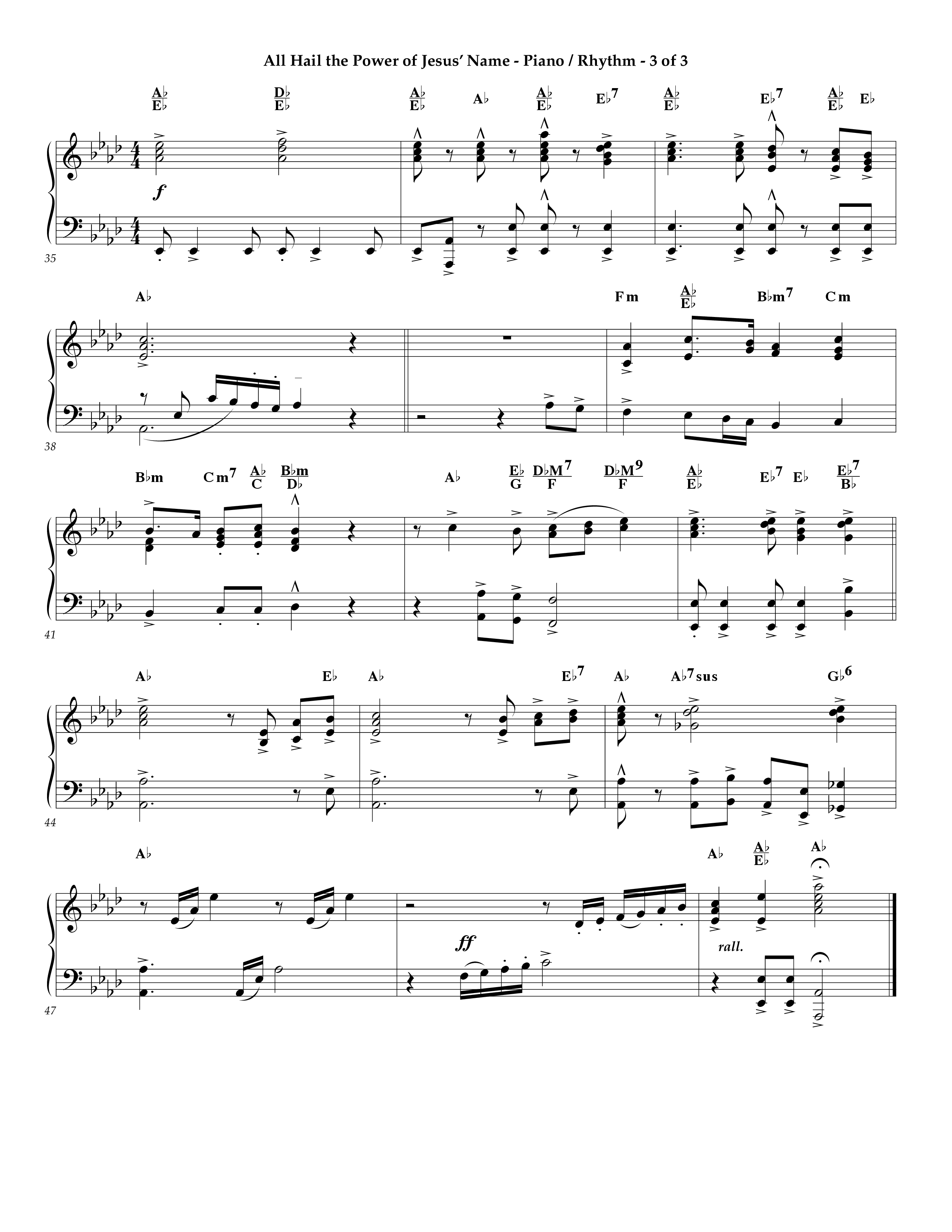 All Hail The Power Of Jesus' Name (Instrumental) Piano Sheet (Lifeway Worship / Arr. Bob Burroughs)