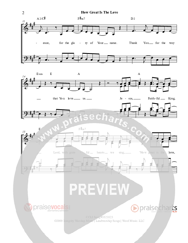 How Great Is The Love Lead Sheet (PraiseVocals)