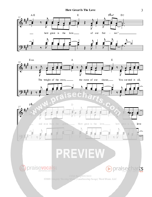 How Great Is The Love Lead Sheet (PraiseVocals)