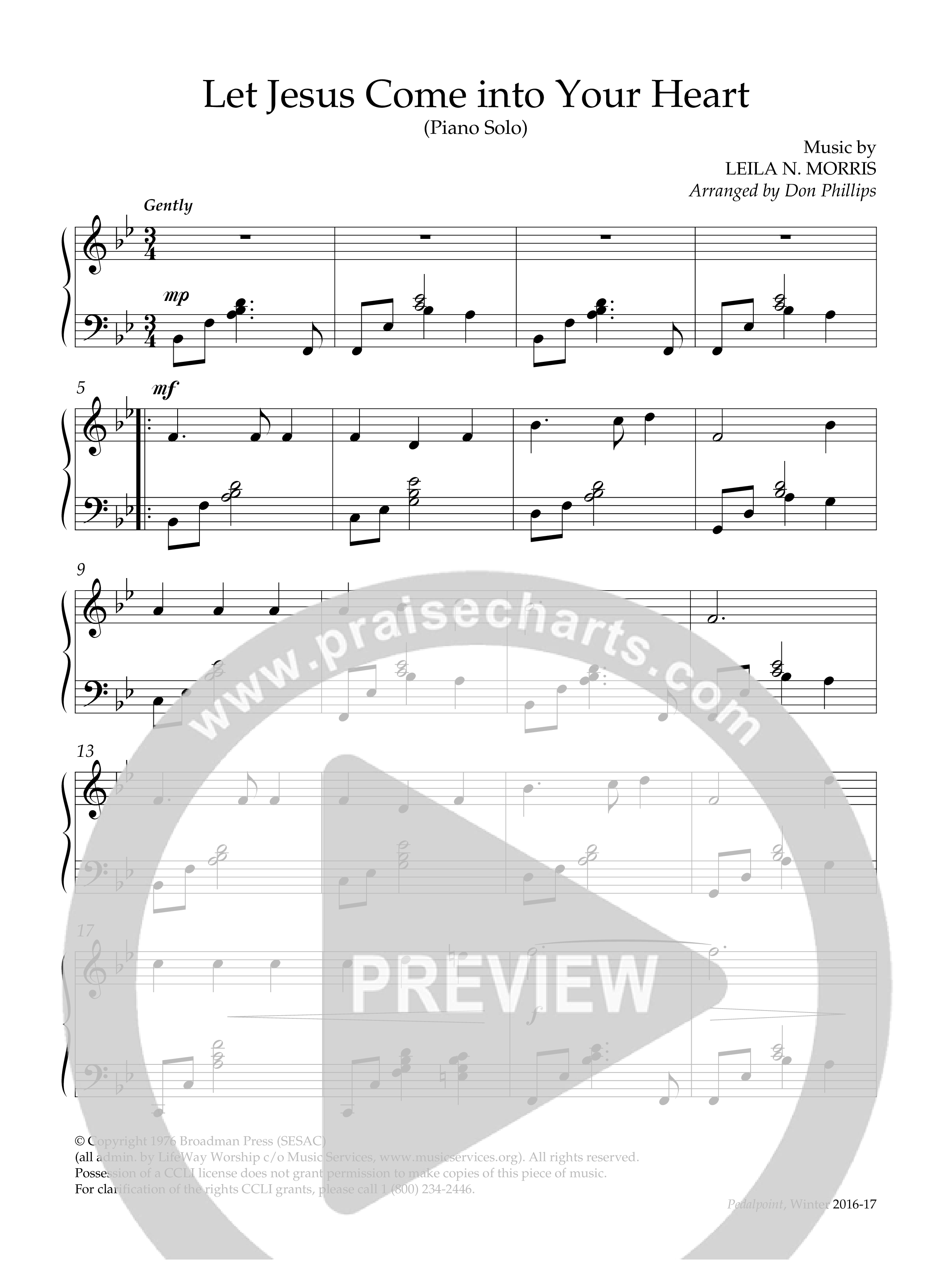 Let Jesus Come Into Your Heart (Instrumental) Piano Solo (Lifeway Worship / Arr. Don Phillips)