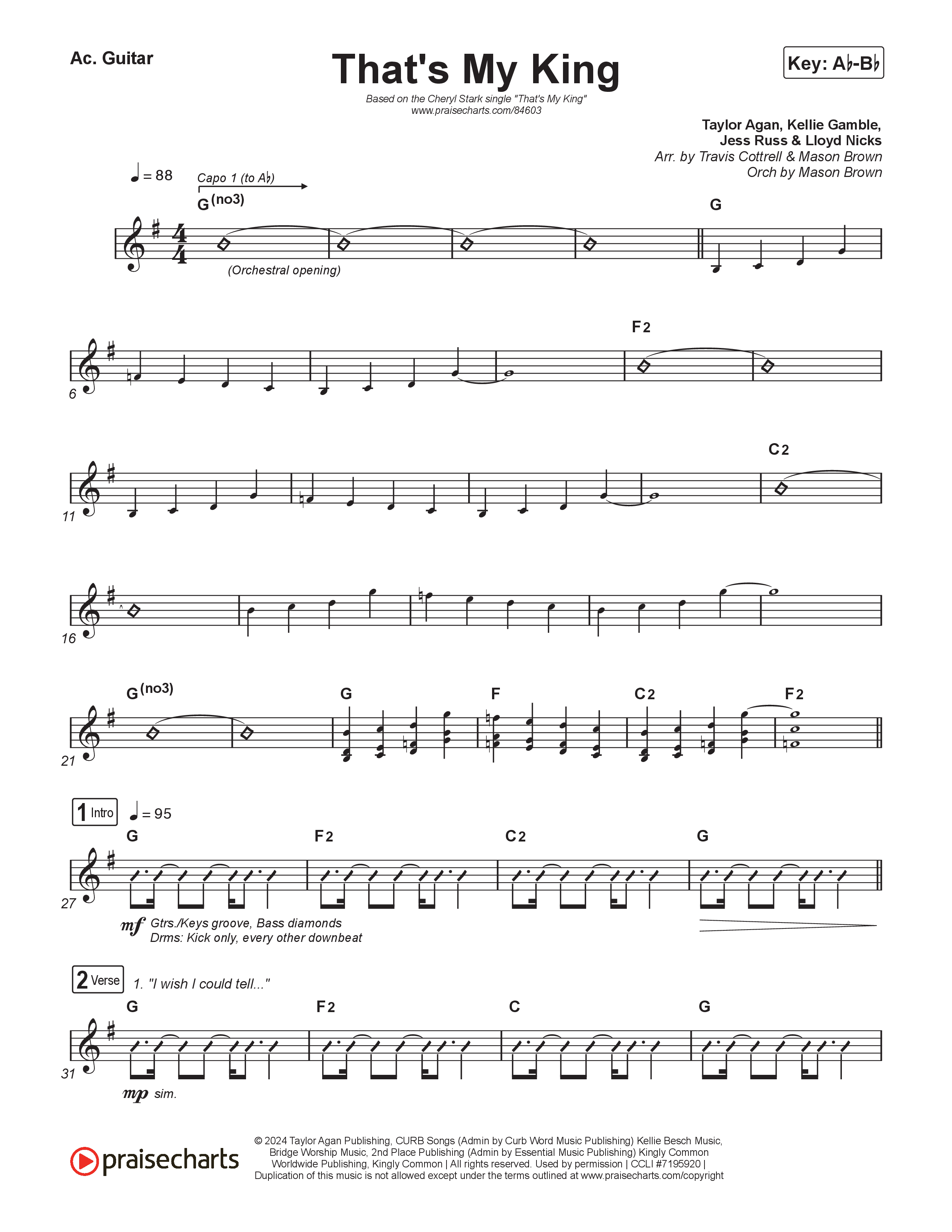 That's My King (Choral/SATB) Acoustic Guitar (Cheryl Stark / Arr. Travis Cottrell / Orch. Mason Brown)
