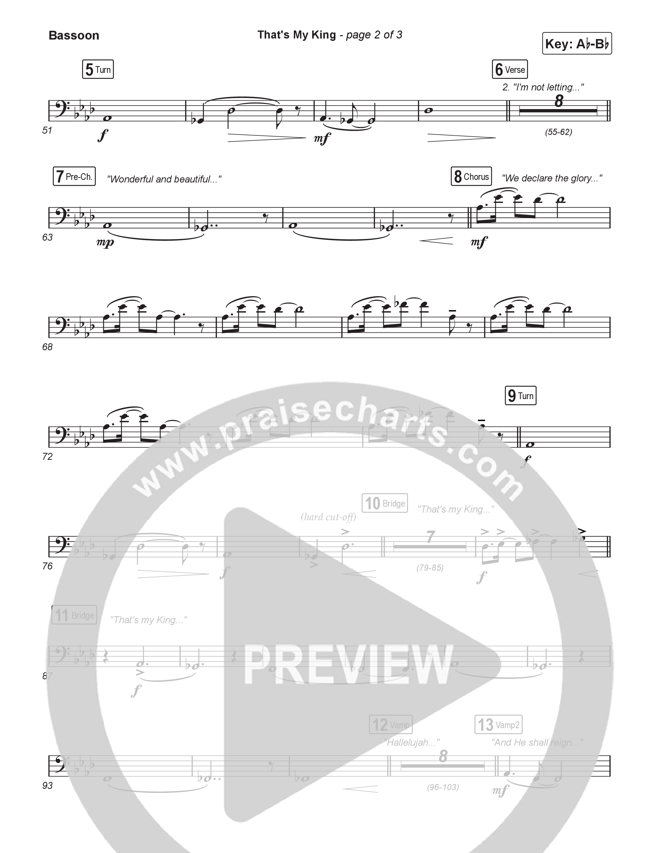 That's My King (Choral/SATB) Bassoon (Cheryl Stark / Arr. Travis Cottrell / Orch. Mason Brown)