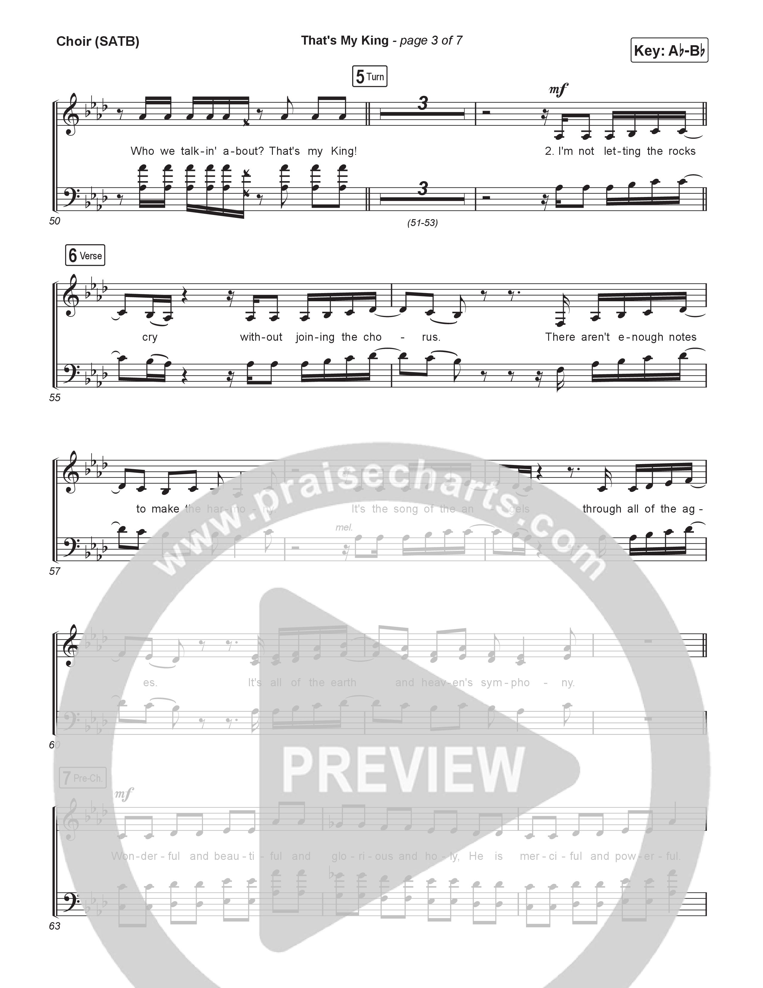 That's My King (Choral/SATB) Choir Sheet (SATB) (Cheryl Stark / Arr. Travis Cottrell / Orch. Mason Brown)