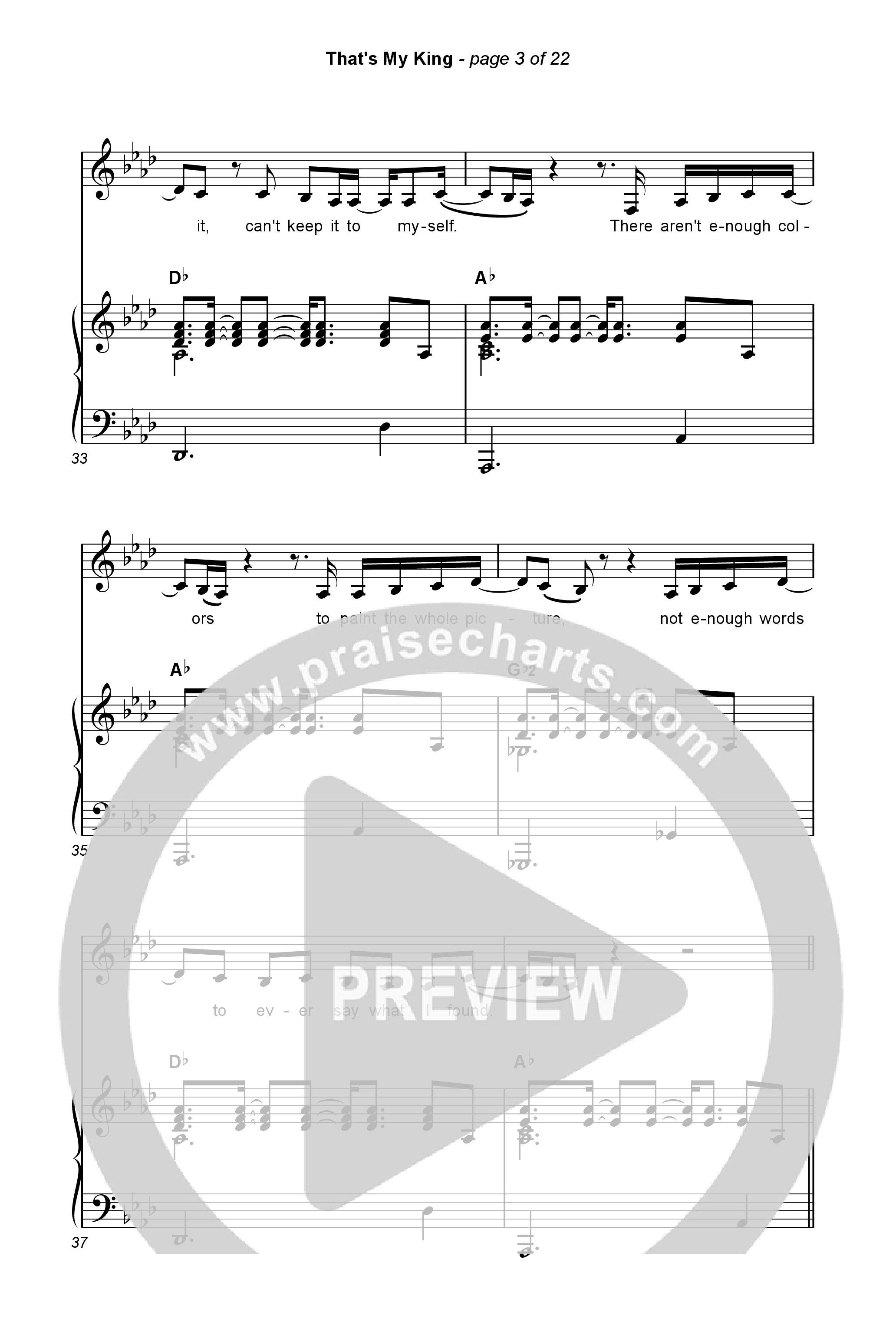 That's My King (Choral/SATB) Octavo (SATB & Pno) (Cheryl Stark / Arr. Travis Cottrell / Orch. Mason Brown)