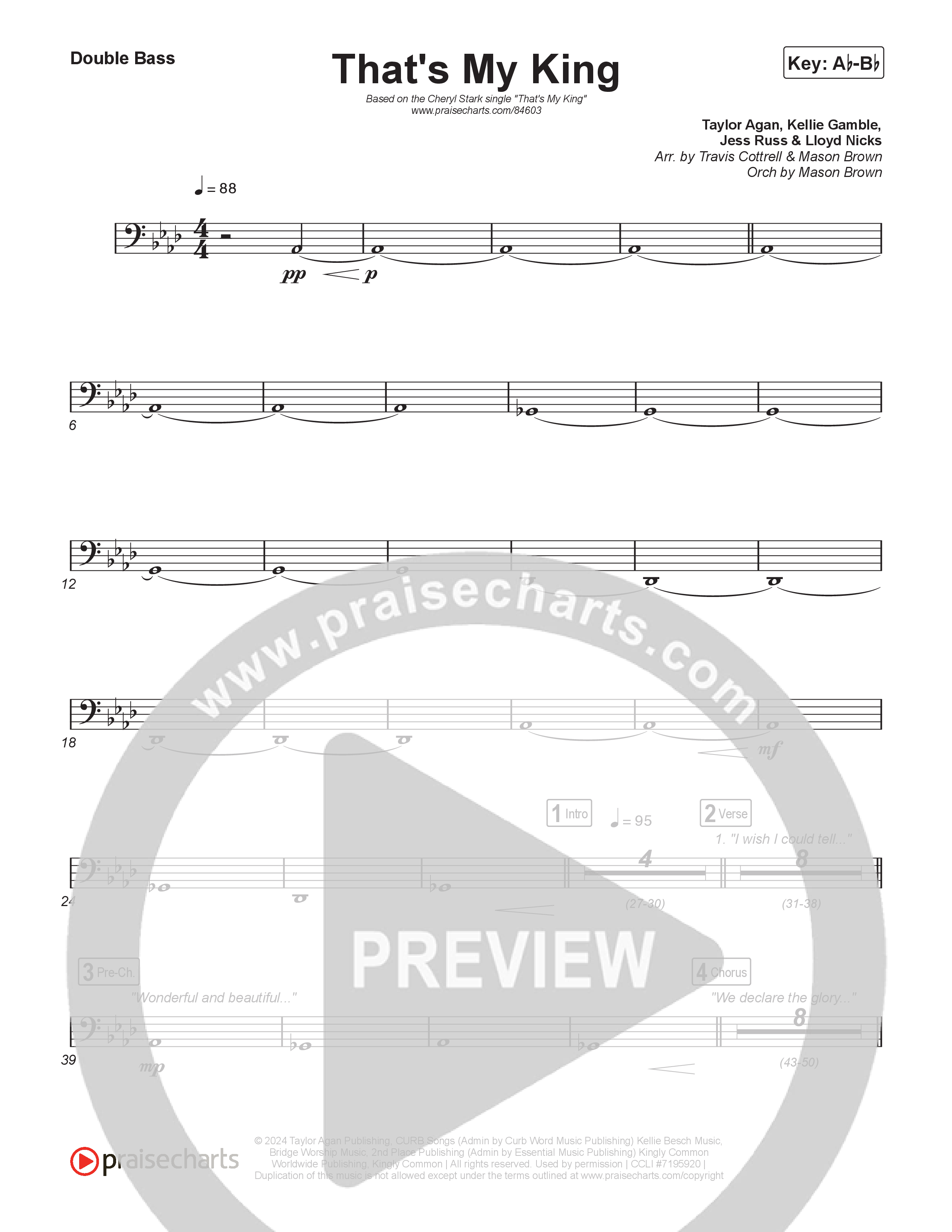 That's My King (Choral/SATB) String Bass (Cheryl Stark / Arr. Travis Cottrell / Orch. Mason Brown)