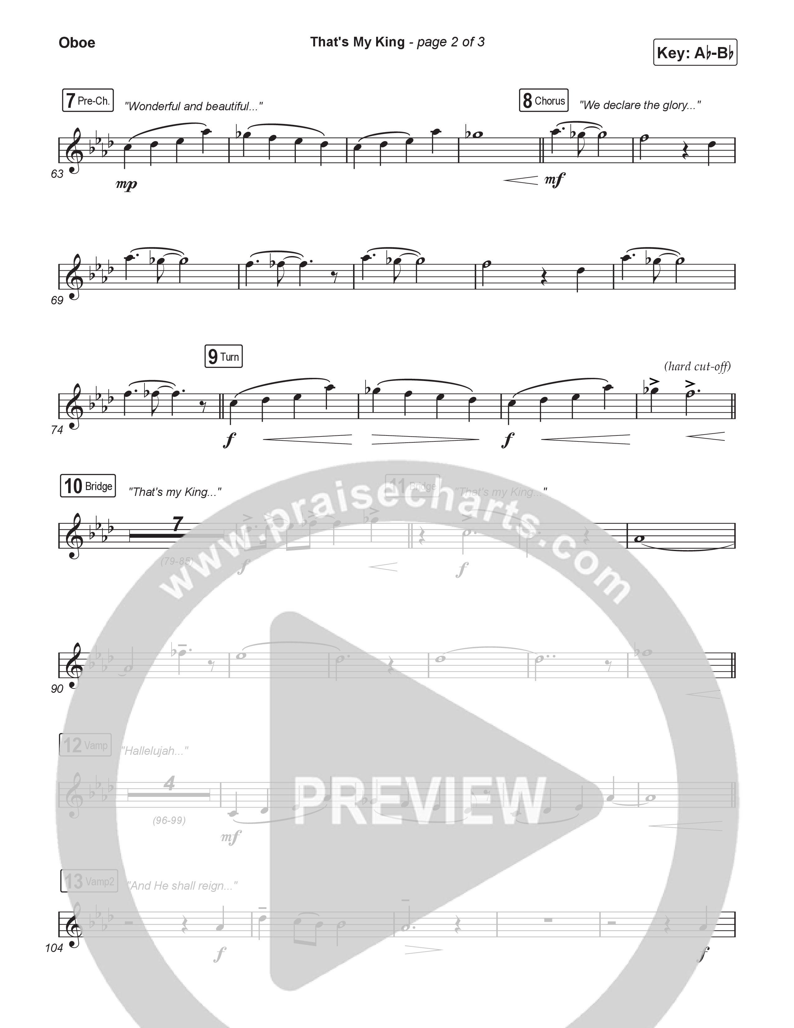 That's My King (Choral/SATB) Oboe (Cheryl Stark / Arr. Travis Cottrell / Orch. Mason Brown)