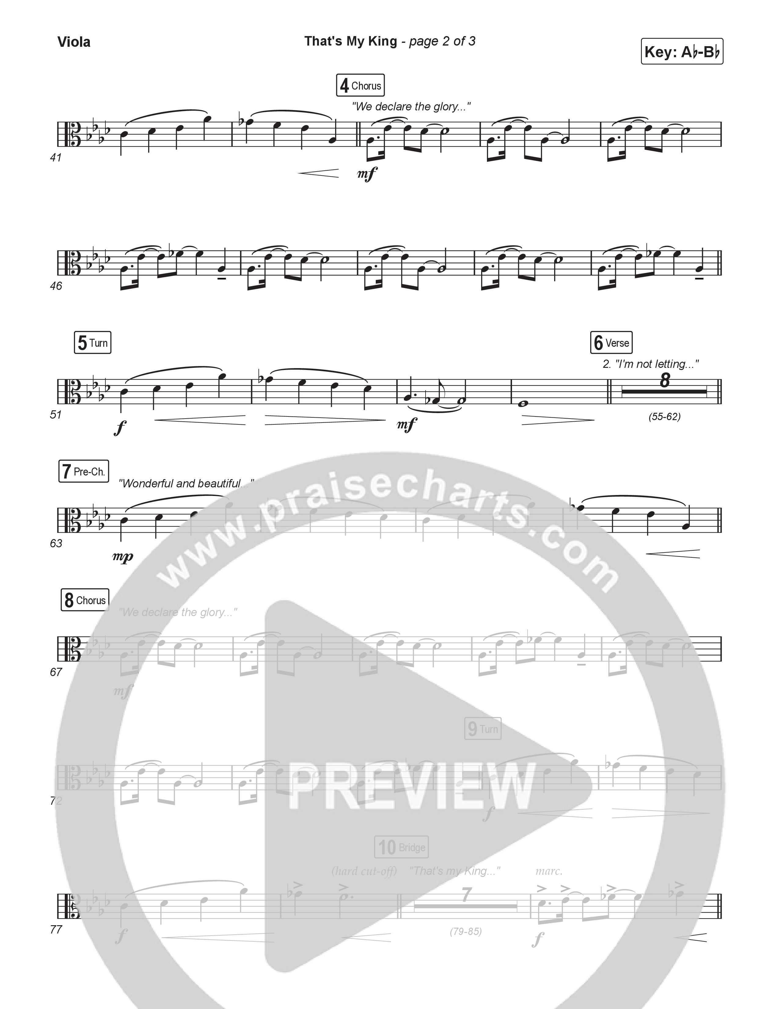 That's My King (Choral/SATB) Viola (Cheryl Stark / Arr. Travis Cottrell / Orch. Mason Brown)