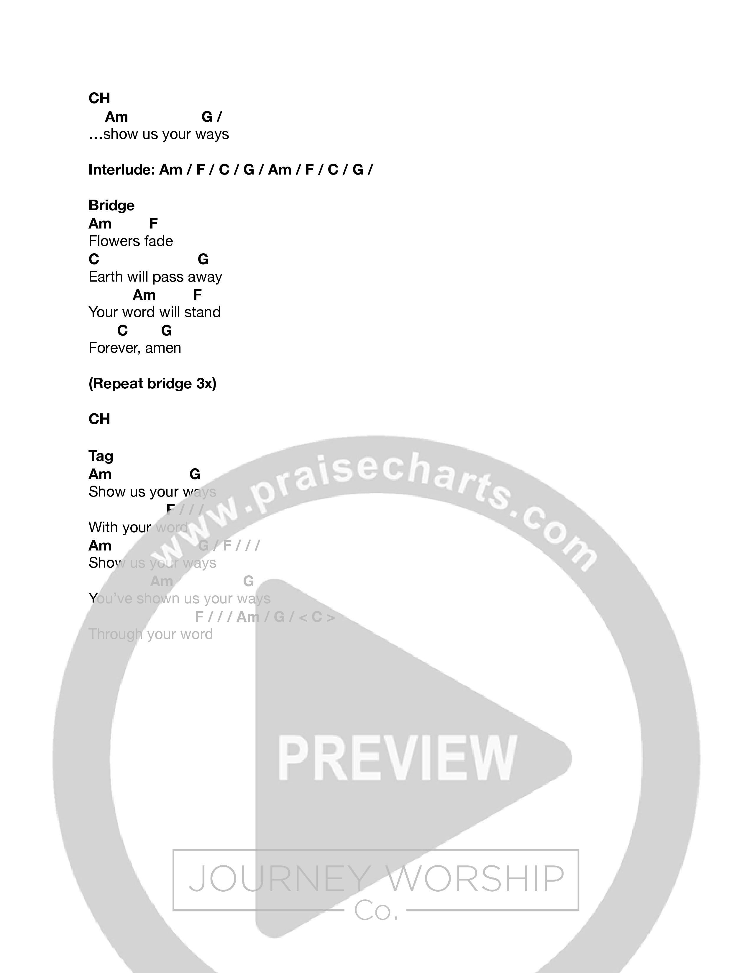 Your Word (Green Room Sessions) Chord Chart (Journey Worship Co)