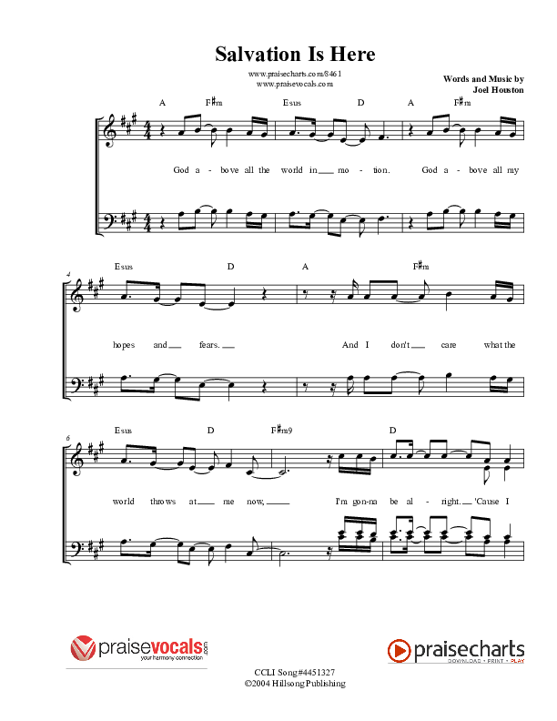 Salvation Is Here Lead Sheet (PraiseVocals)