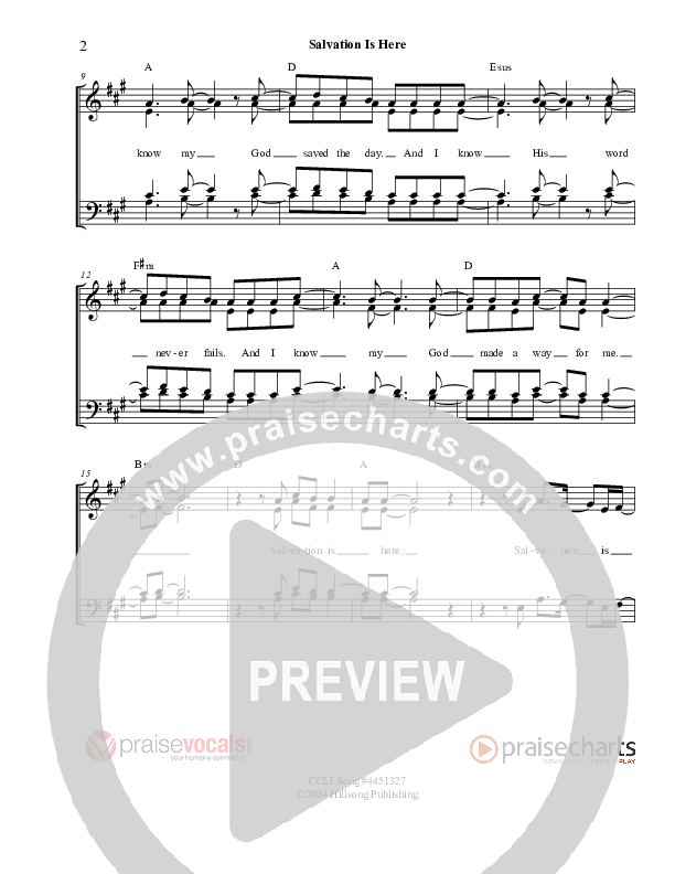 Salvation Is Here Lead Sheet (PraiseVocals)