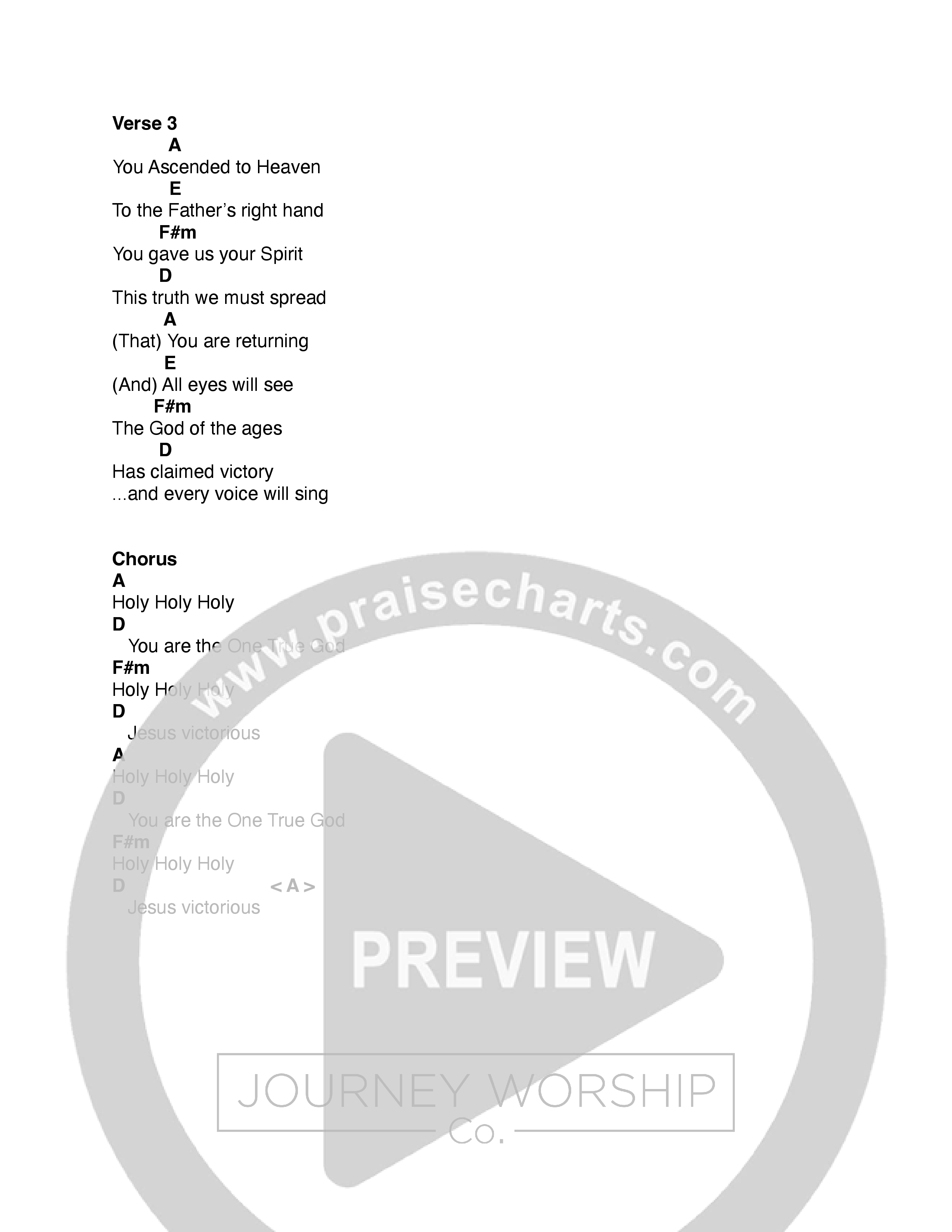 One True God (Green Room Sessions) Chord Chart (Journey Worship Co)