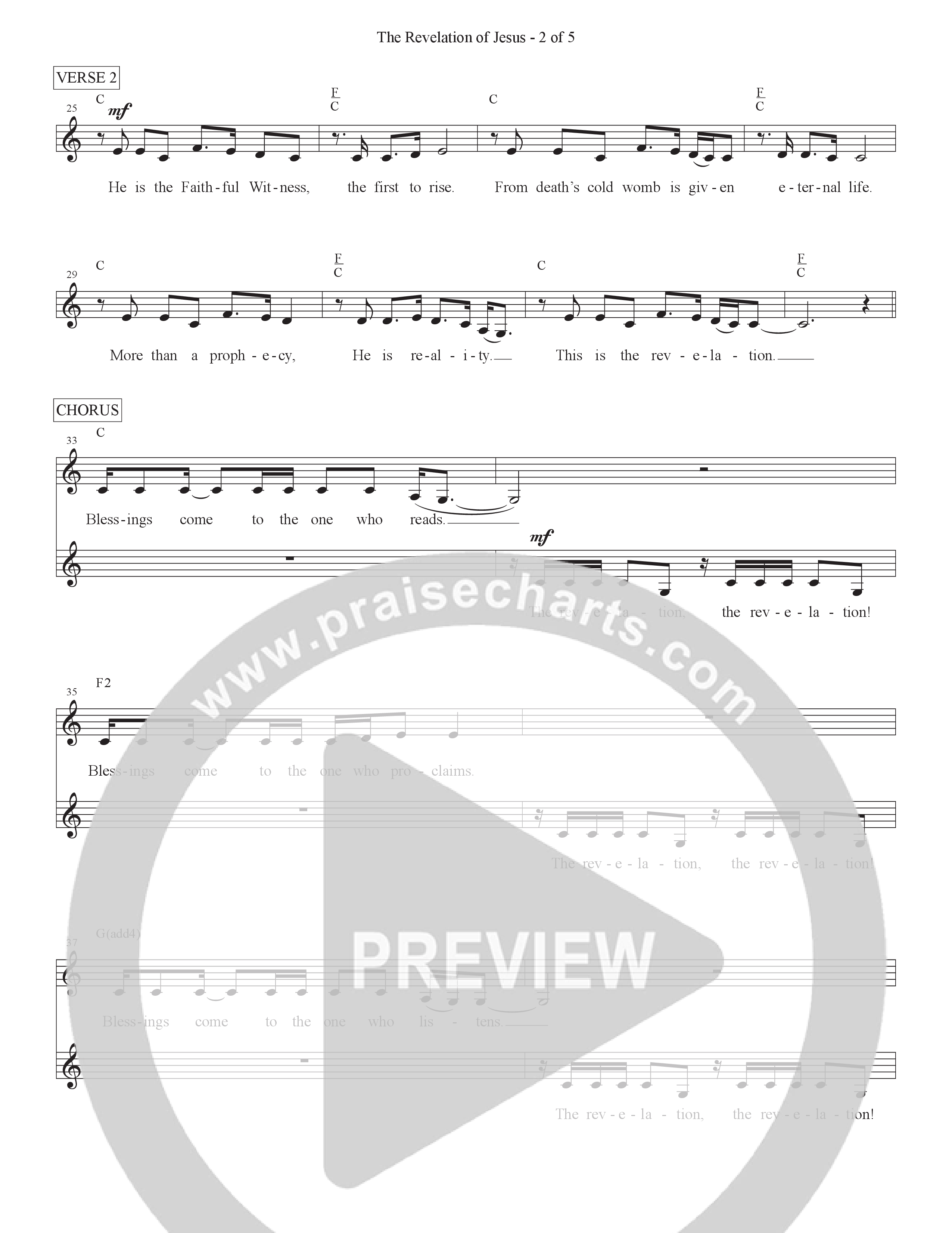 The Revelation Of Jesus (Live) Lead Sheet Melody (David & Nicole Binion)