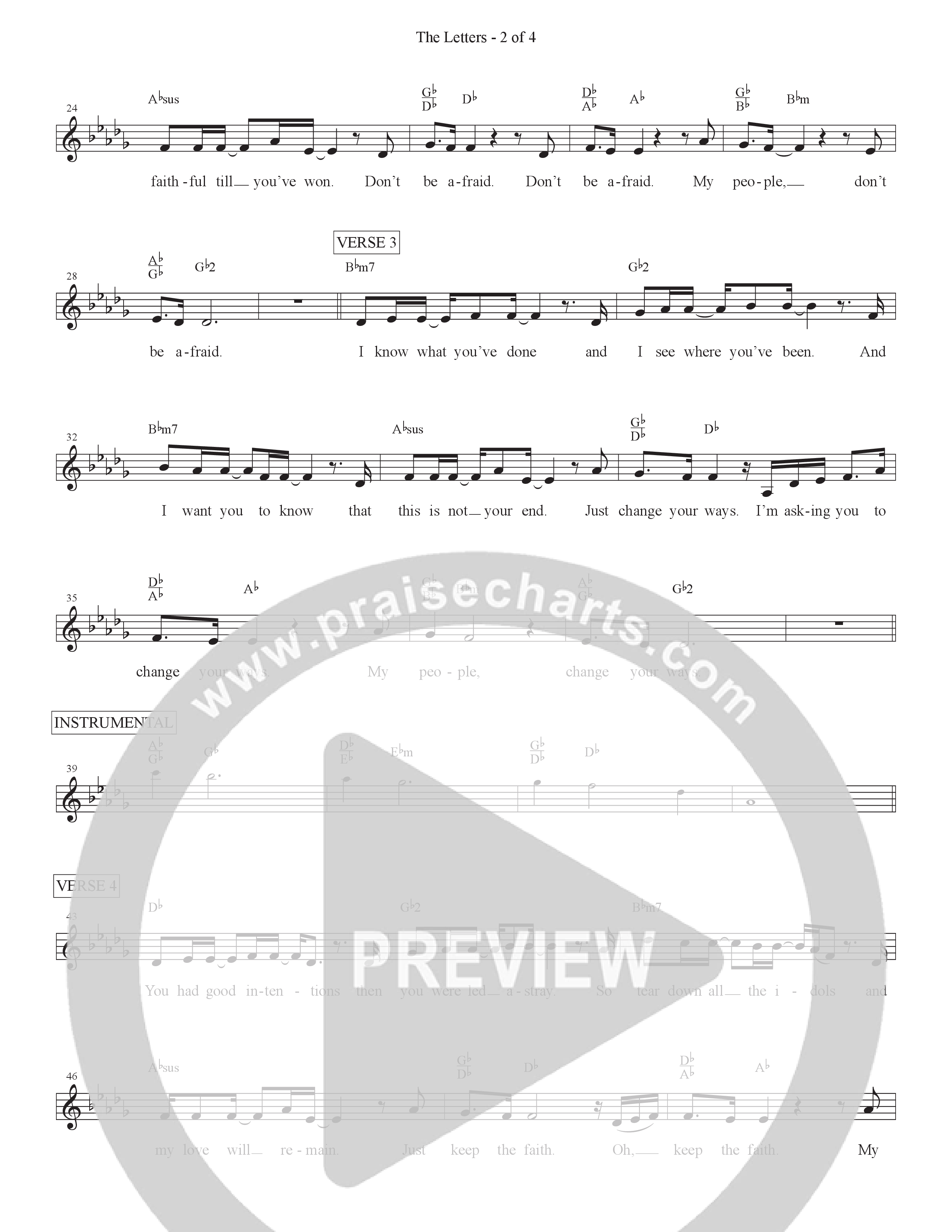 The Letters (Live) Lead Sheet Melody (David & Nicole Binion)