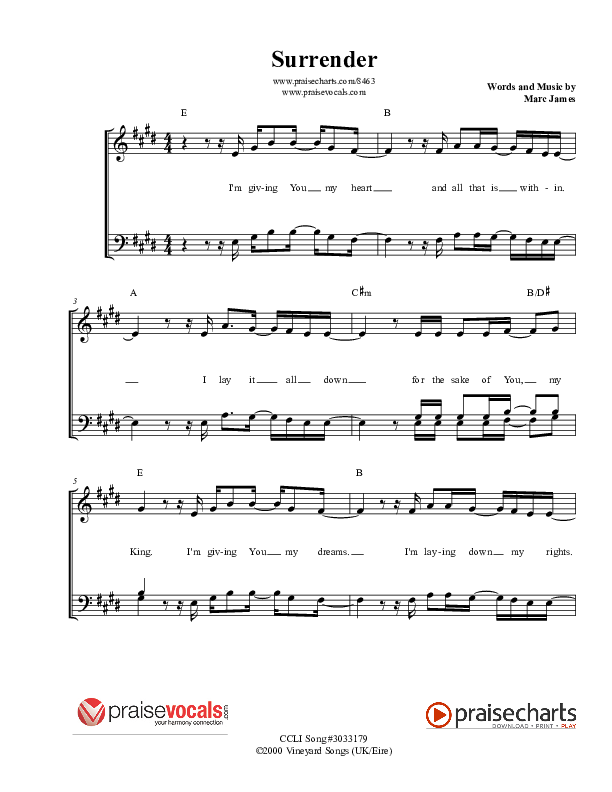 Surrender Lead Sheet (PraiseVocals)