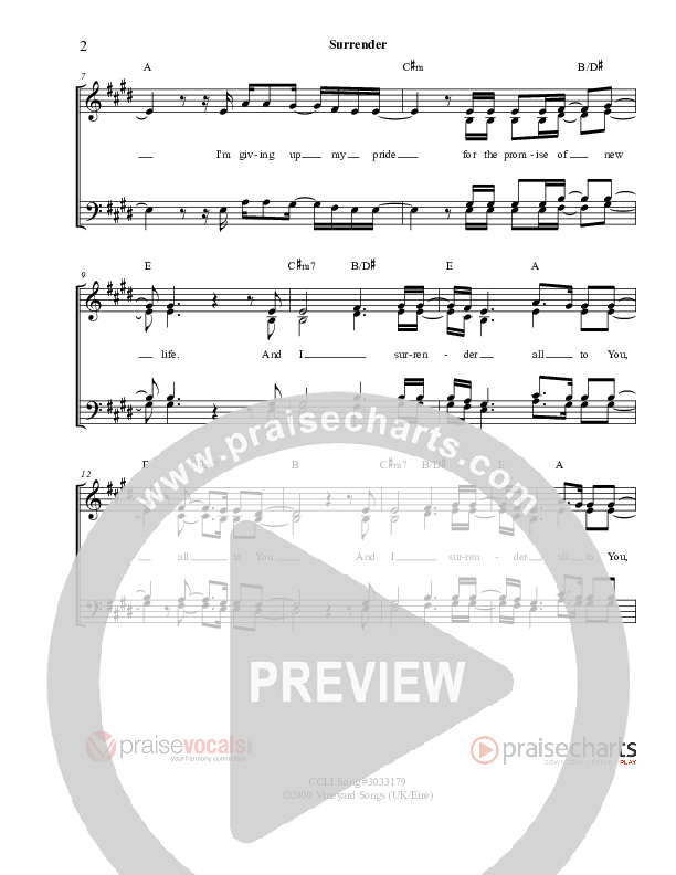 Surrender Lead Sheet (PraiseVocals)