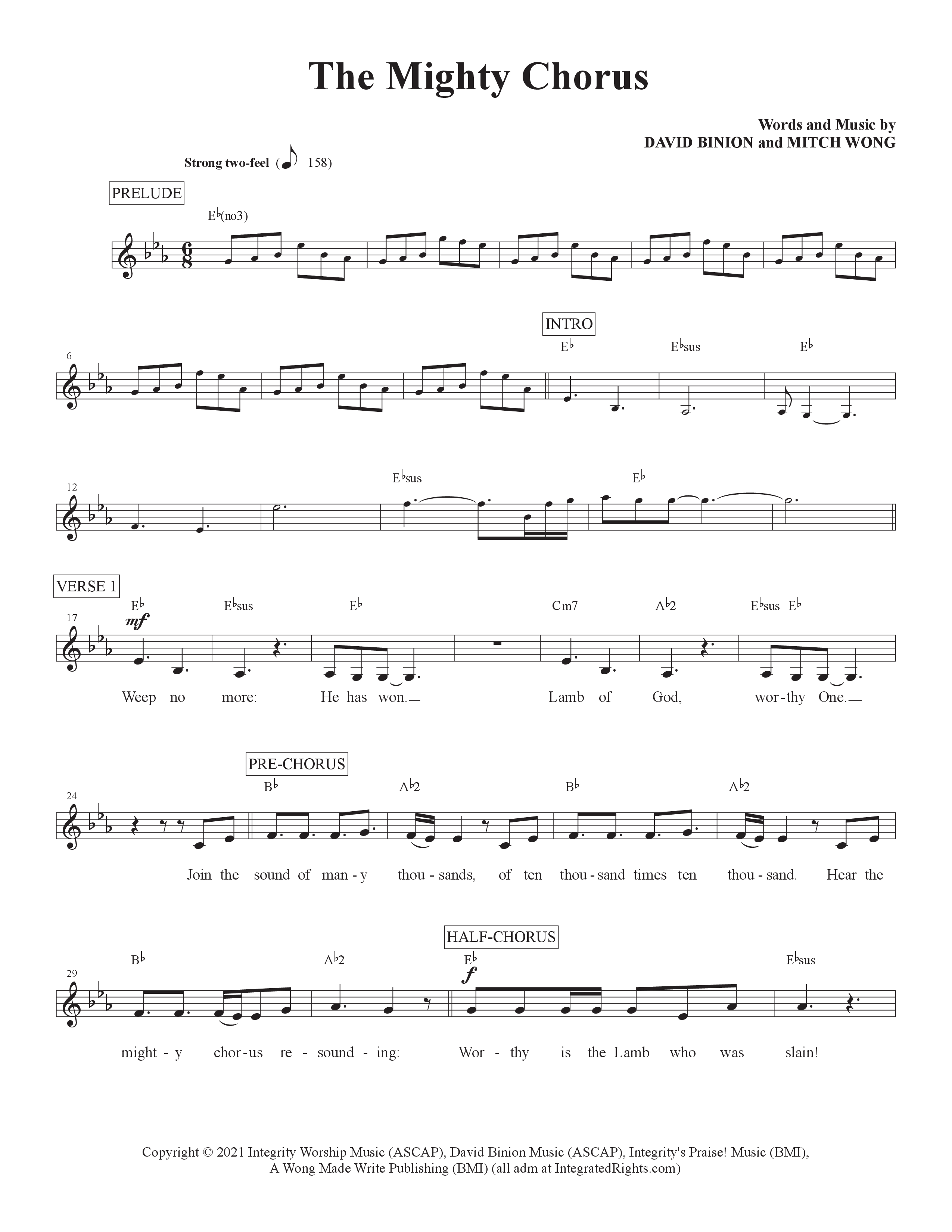 The Mighty Chorus (Live) Lead Sheet Melody (David & Nicole Binion)