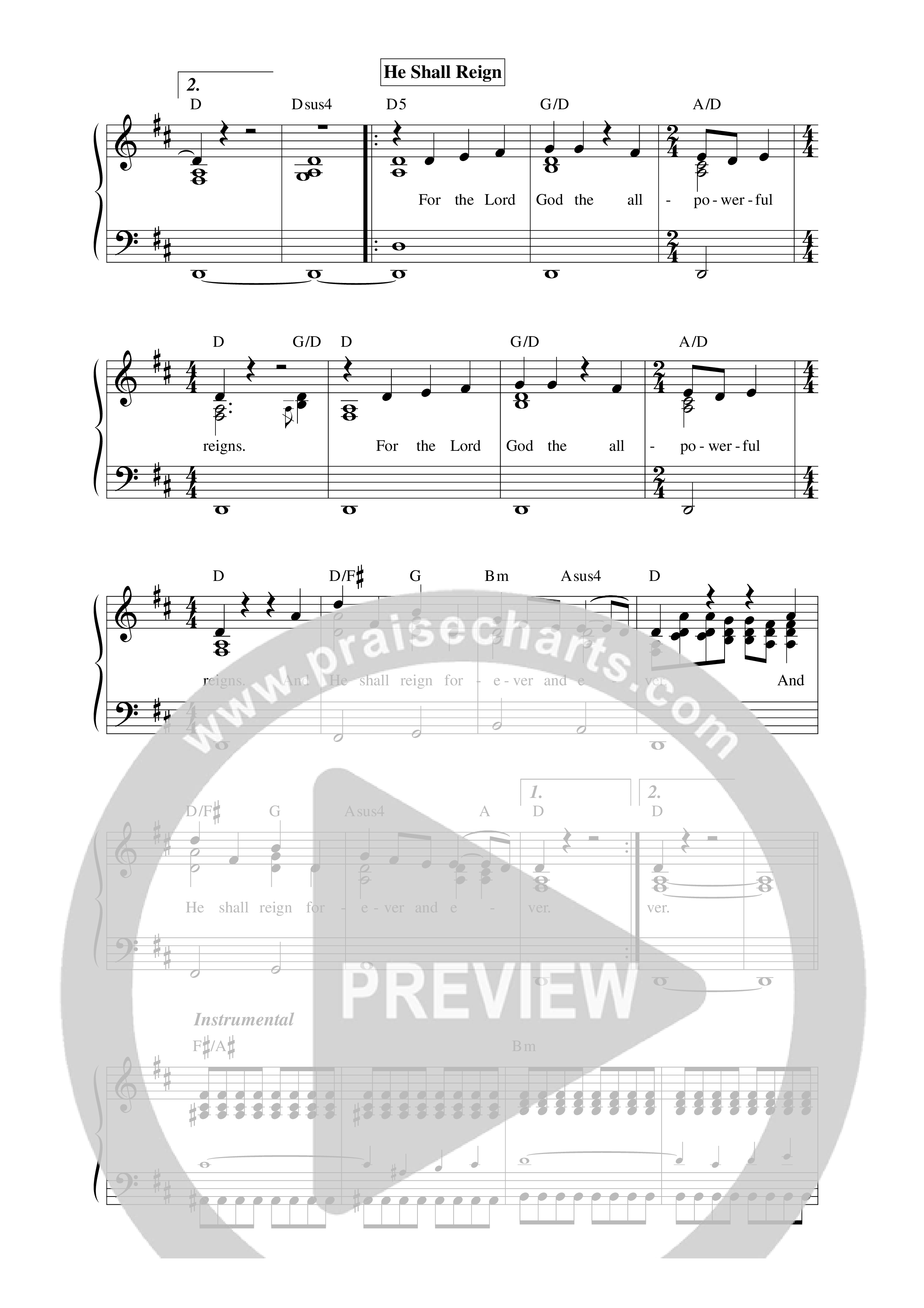 The Heart Of Worship / He Shall Reign Lead Sheet Melody (Matt Redman)