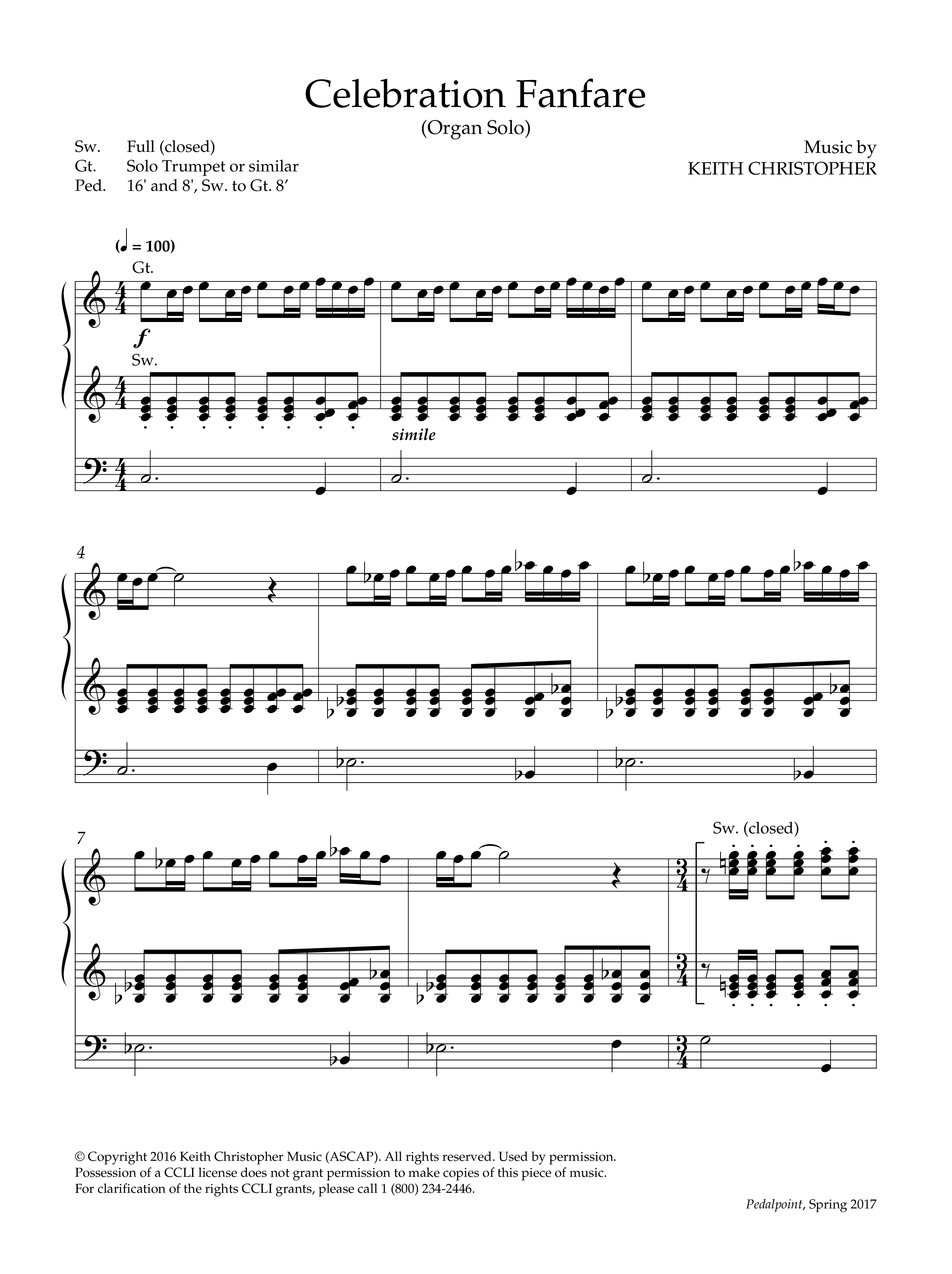 Celebration Fanfare (Instrumental) Organ (Lifeway Worship / Arr. Keith Christopher)