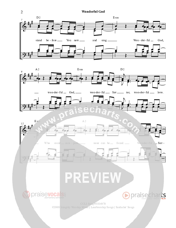Wonderful God Lead Sheet (PraiseVocals)