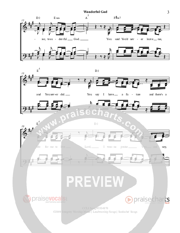 Wonderful God Lead Sheet (PraiseVocals)