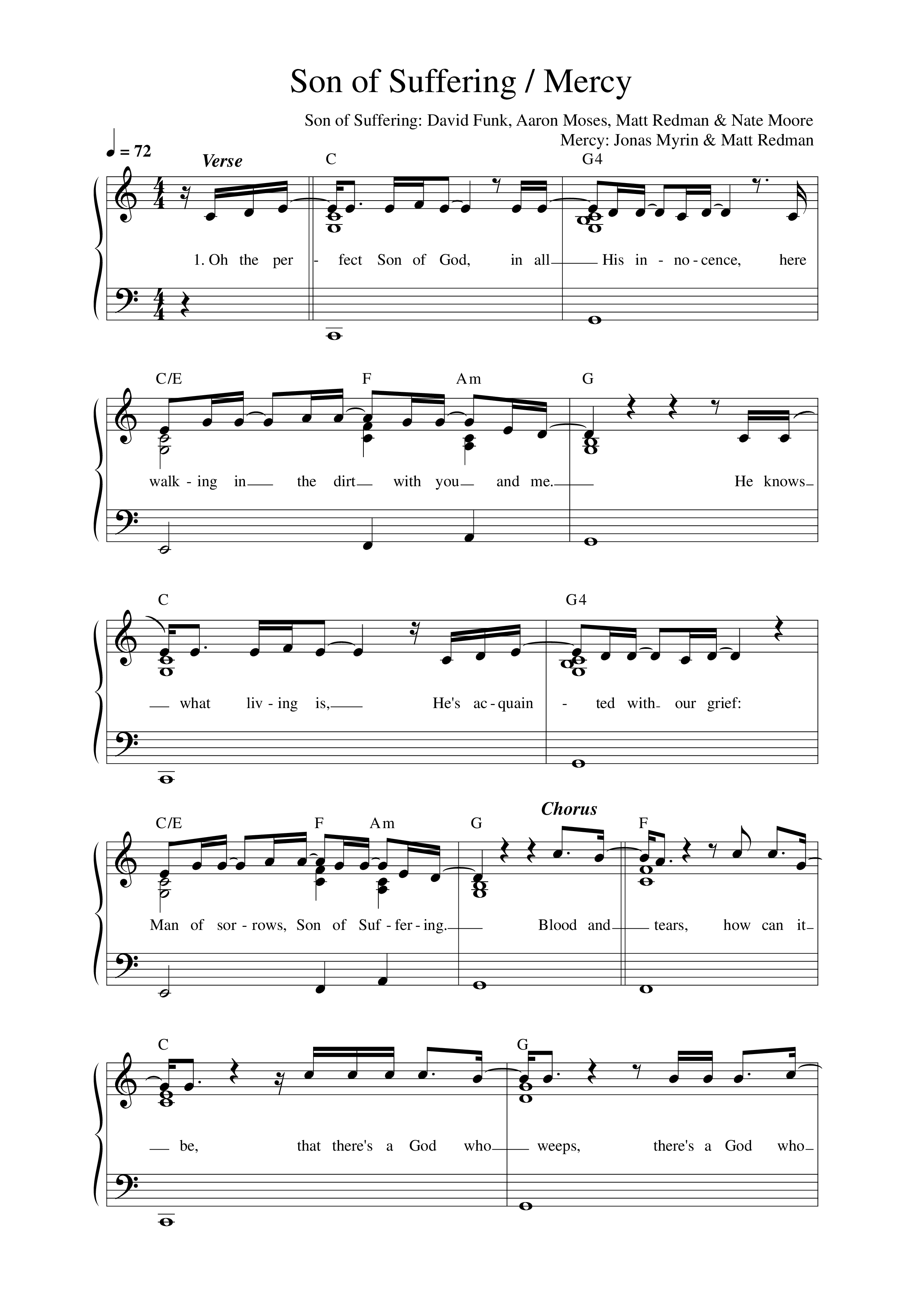Son Of Suffering / Mercy (Live) Lead Sheet Melody (Matt Redman)
