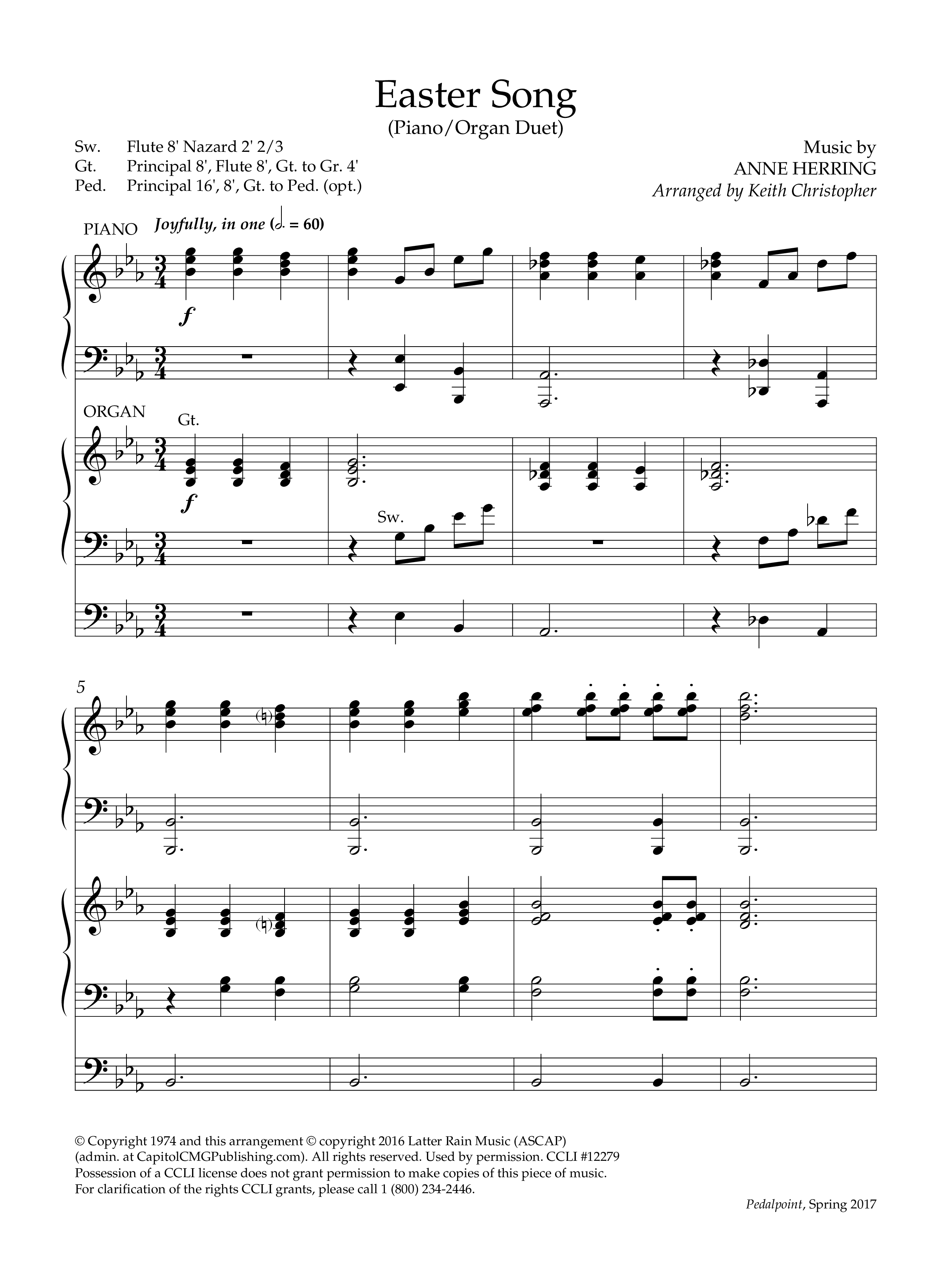 Easter Song (Instrumental) Piano-Organ (Lifeway Worship / Arr. Keith Christopher)